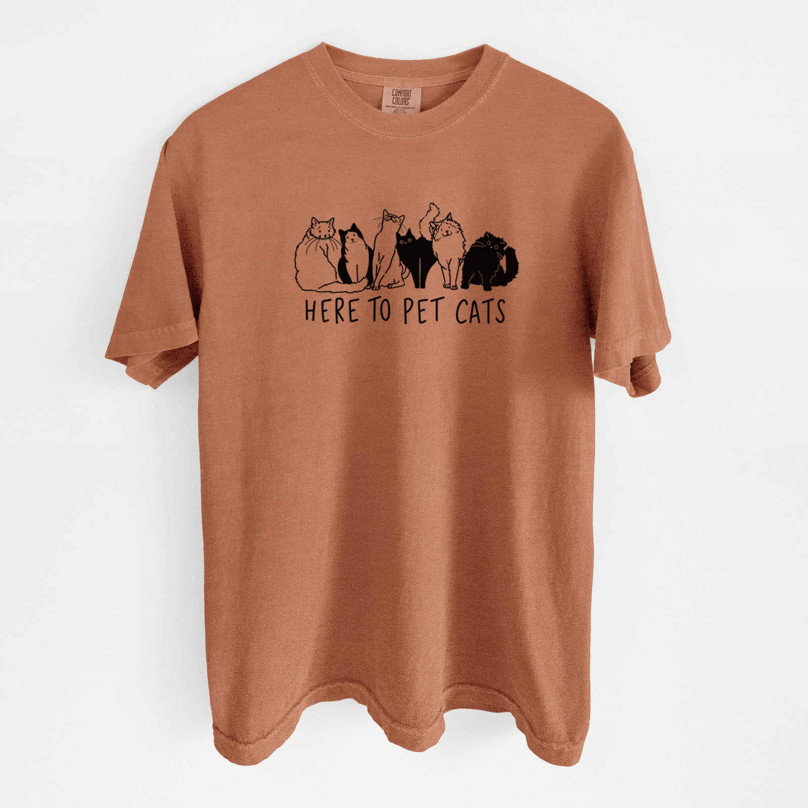Here to Pet Cats - Unisex Comfort Colors Garment-Dyed Heavyweight T-shirt in Yam