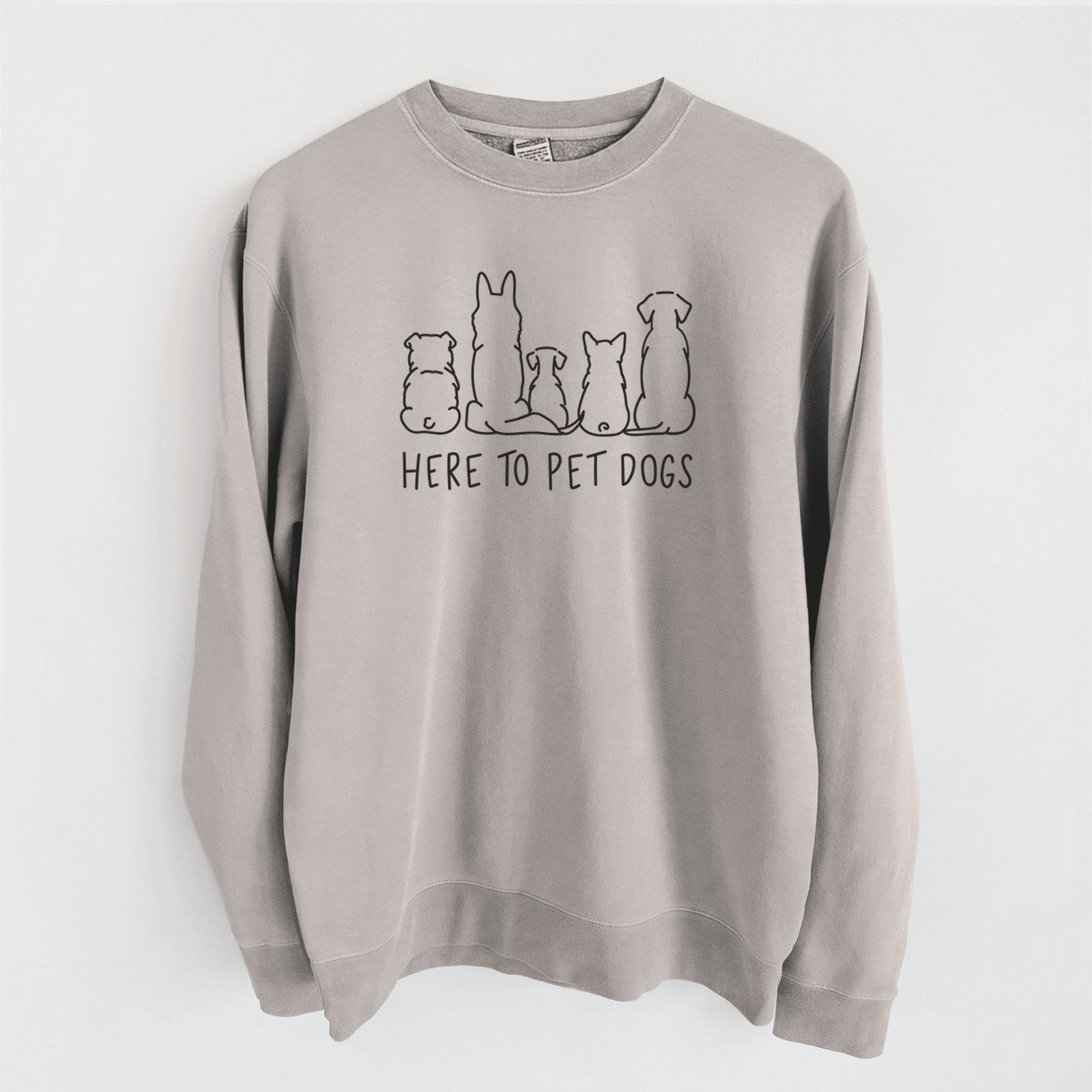 Here To Pet Dogs - Unisex Pigment Dyed Crew Sweatshirt in Cement