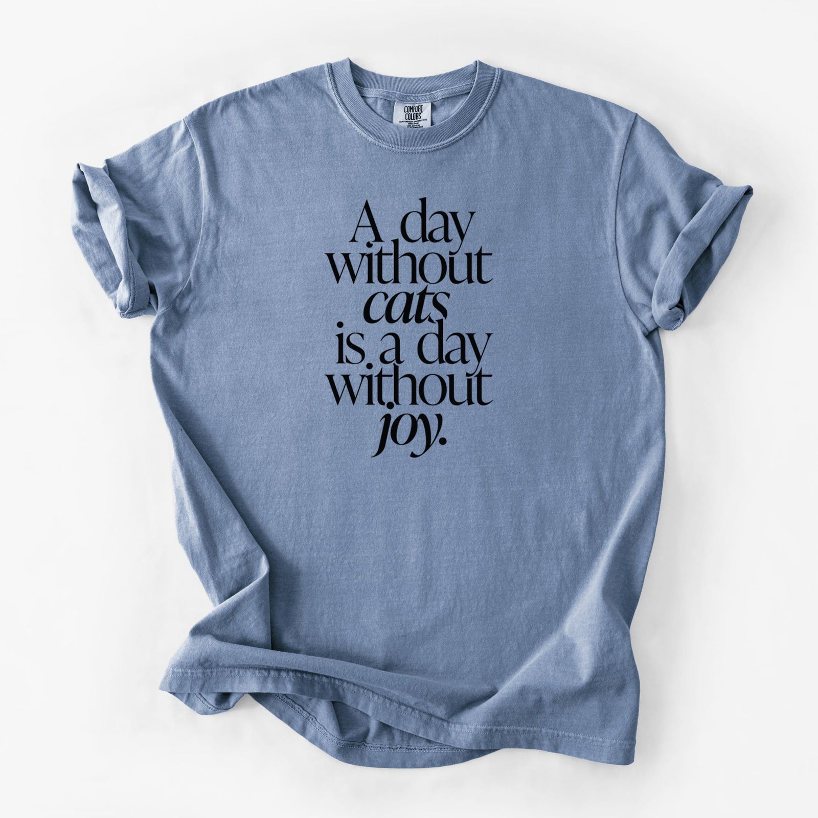 A day without Cats is a day without joy - Unisex Comfort Colors Garment-Dyed Heavyweight T-shirt in Blue Jean