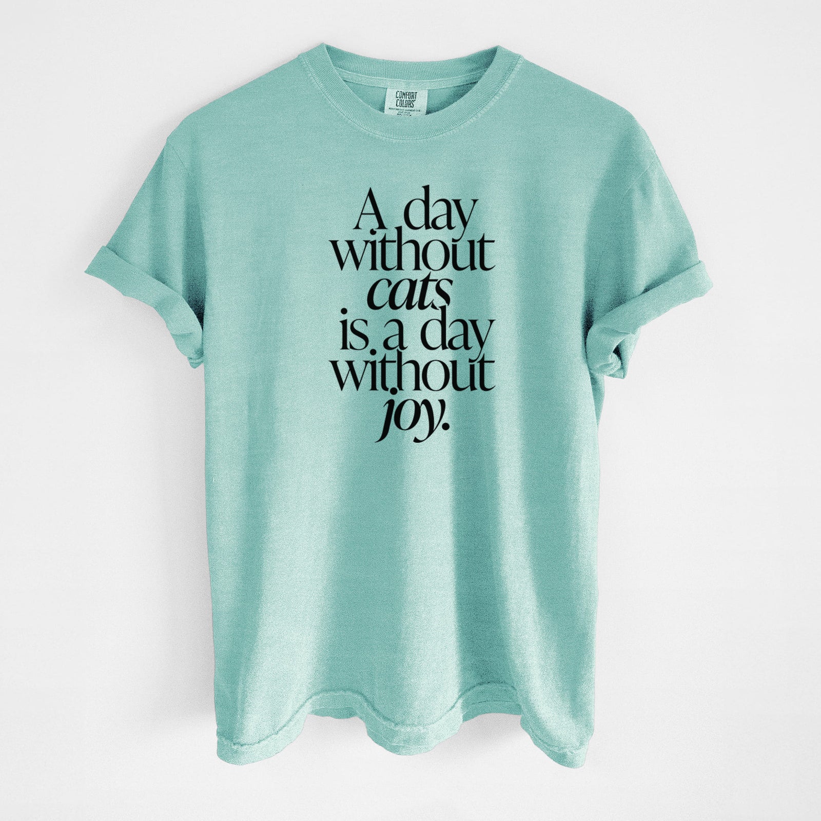 A day without Cats is a day without joy - Unisex Comfort Colors Garment-Dyed Heavyweight T-shirt in Chalky Mint