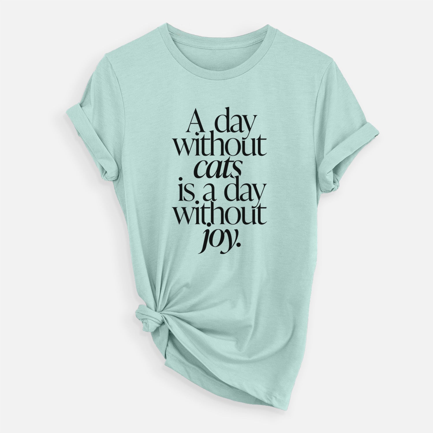 'A day without Cats is a day without joy' design on a Heather Sage Unisex crewneck