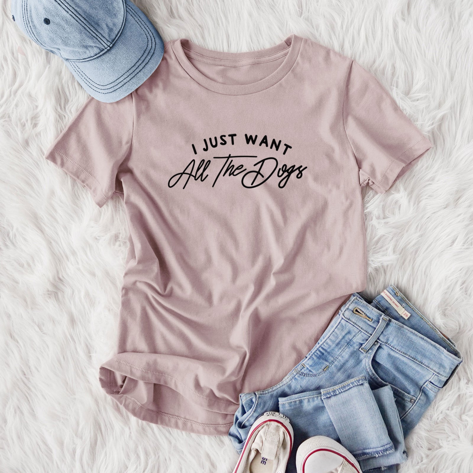 I just want all the Dogs - Women's Lightweight Relaxed Fit 100% Cotton Crewneck