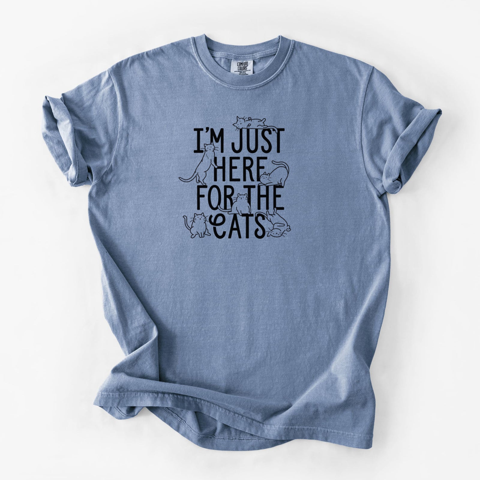 I'm Just Here For The Cats - Unisex Comfort Colors Garment-Dyed Heavyweight T-shirt in Blue Jean
