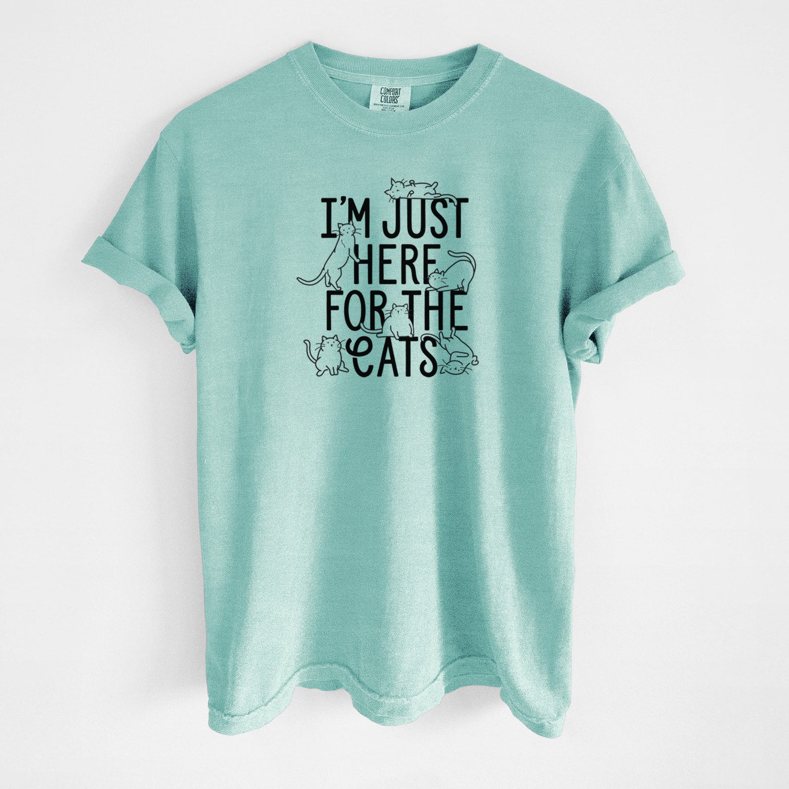 I'm Just Here For The Cats - Unisex Comfort Colors Garment-Dyed Heavyweight T-shirt in Chalky Mint