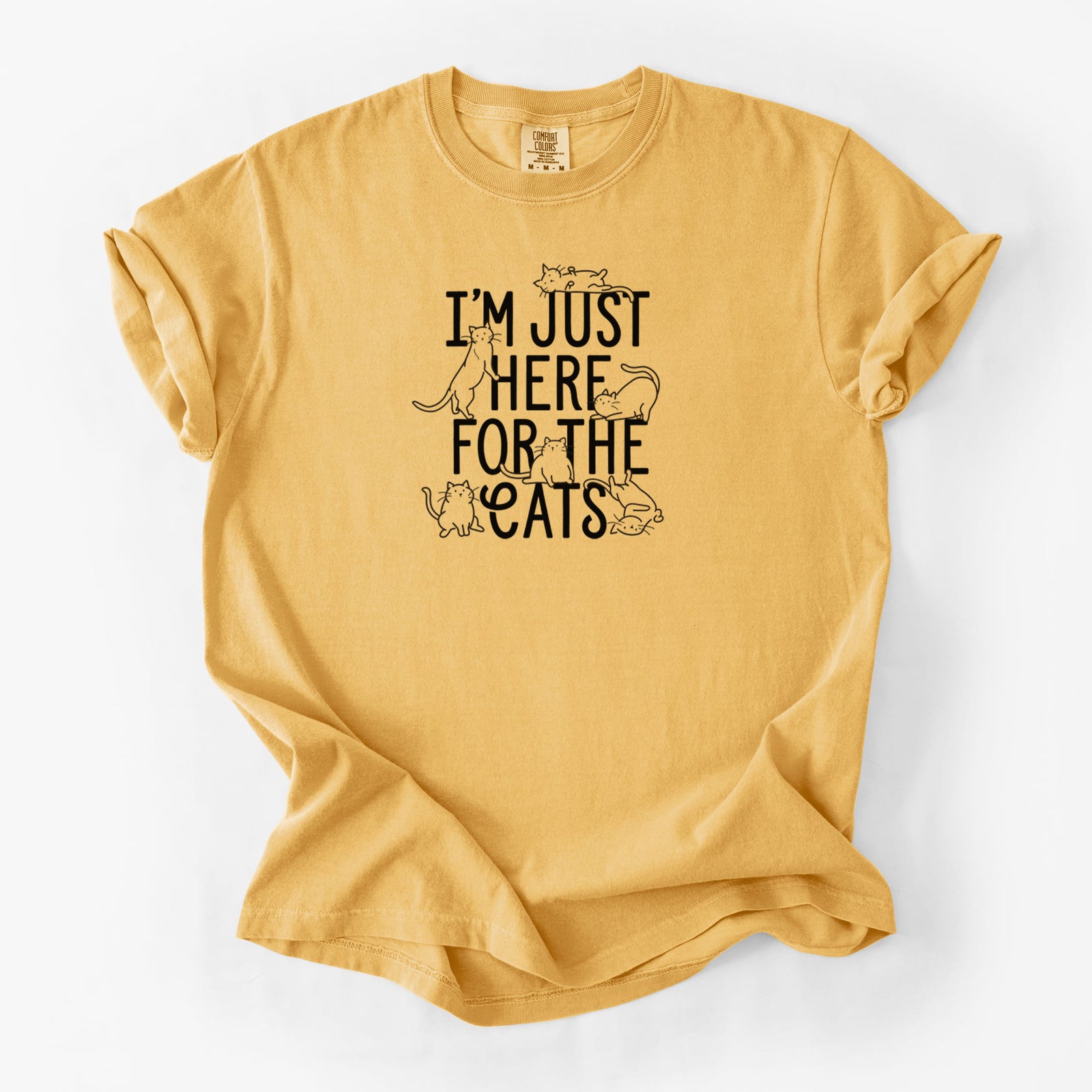 I'm Just Here For The Cats - Unisex Comfort Colors Garment-Dyed Heavyweight T-shirt in Golden Wheat