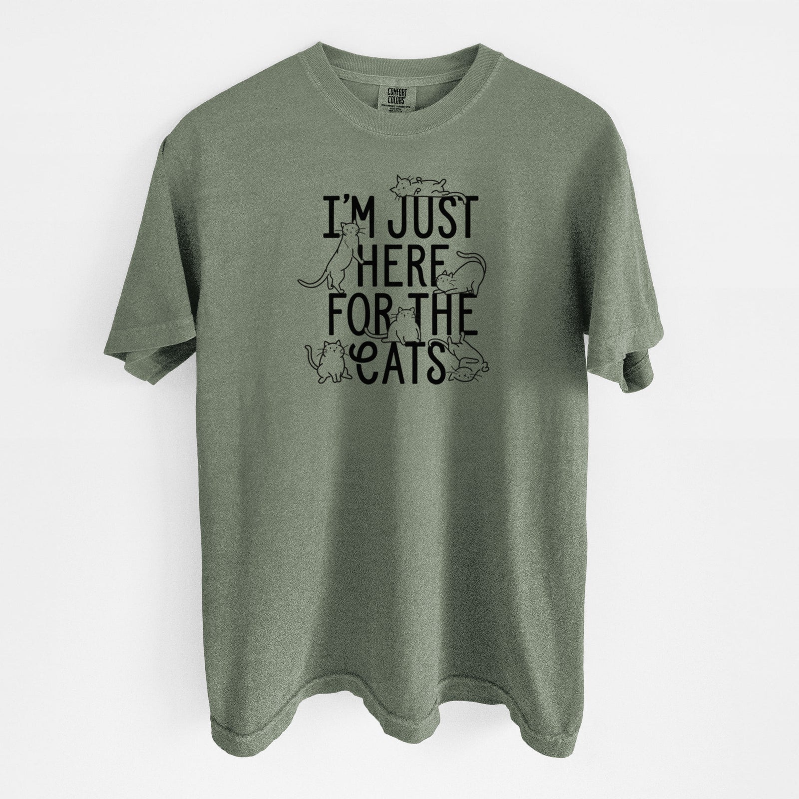 I'm Just Here For The Cats - Unisex Comfort Colors Garment-Dyed Heavyweight T-shirt in Moss