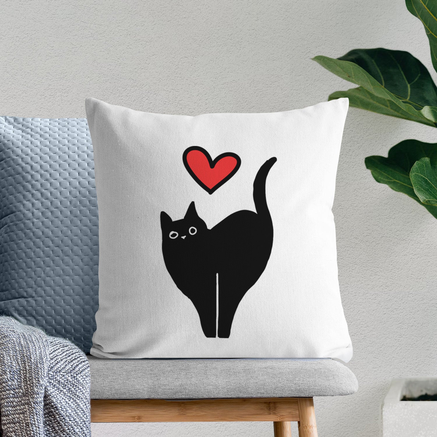 Love Always Black Cat - Bella - Throw Pillow Cover