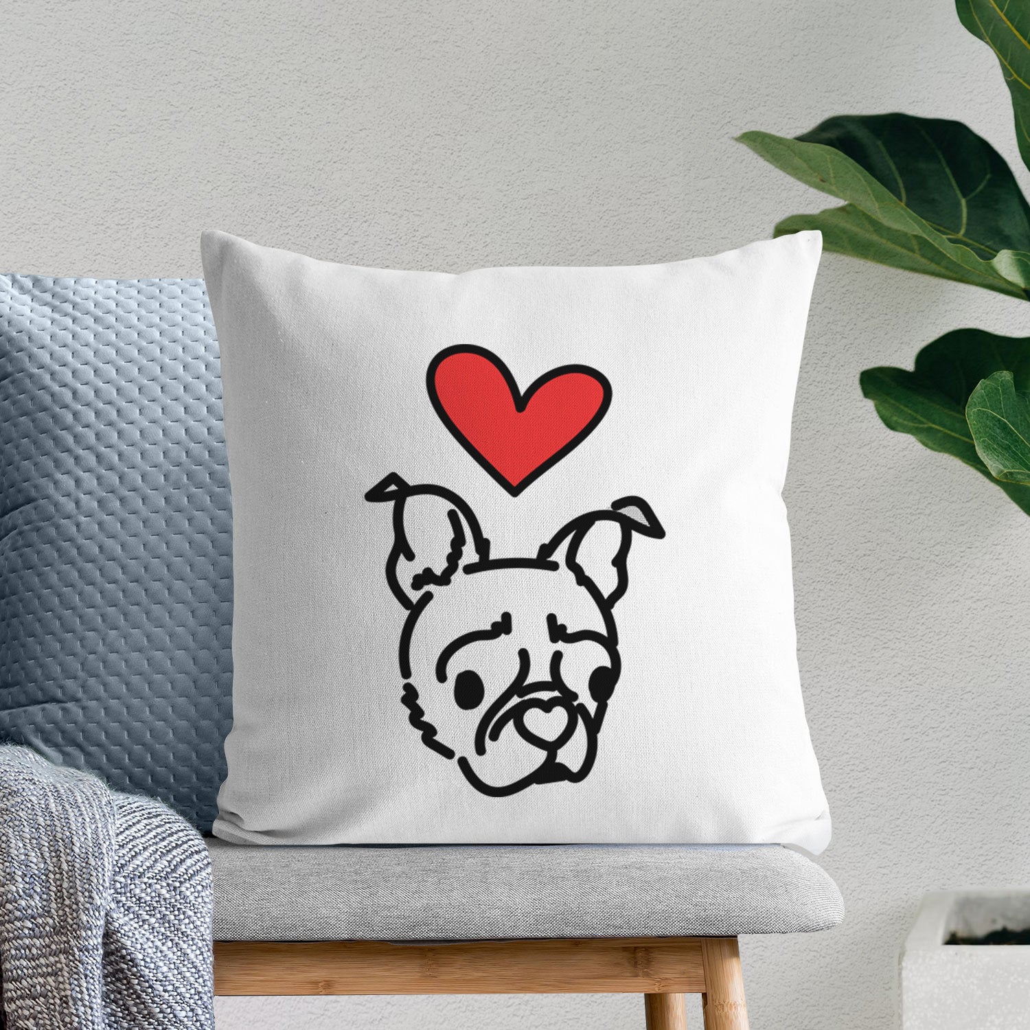 Love Always Pug Boston Terrier Mix - Bella - Throw Pillow Cover