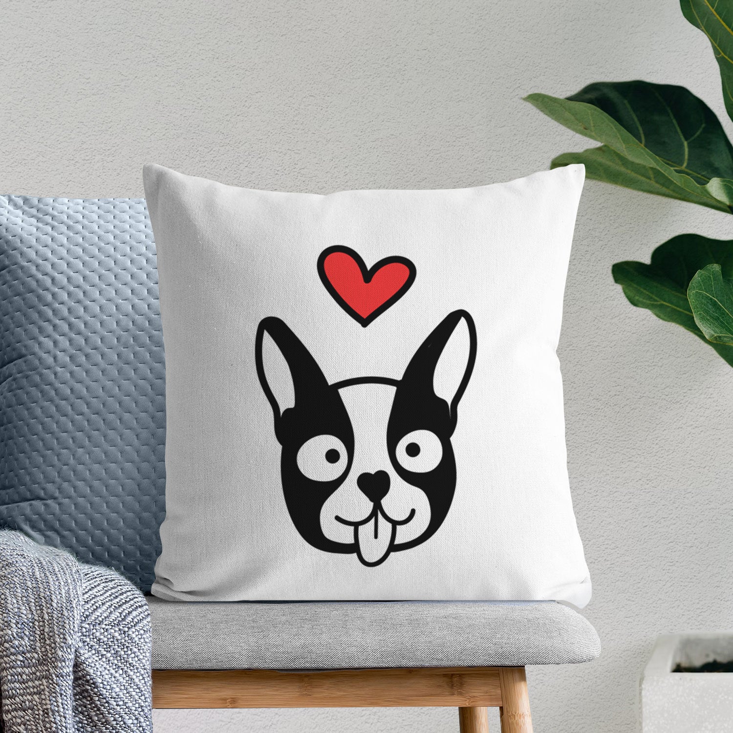Love Always Boston Terrier - Throw Pillow Cover