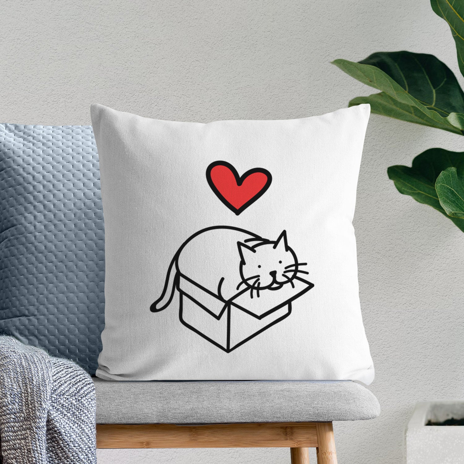 Love Always Cat in a Box - Charlie - Throw Pillow Cover
