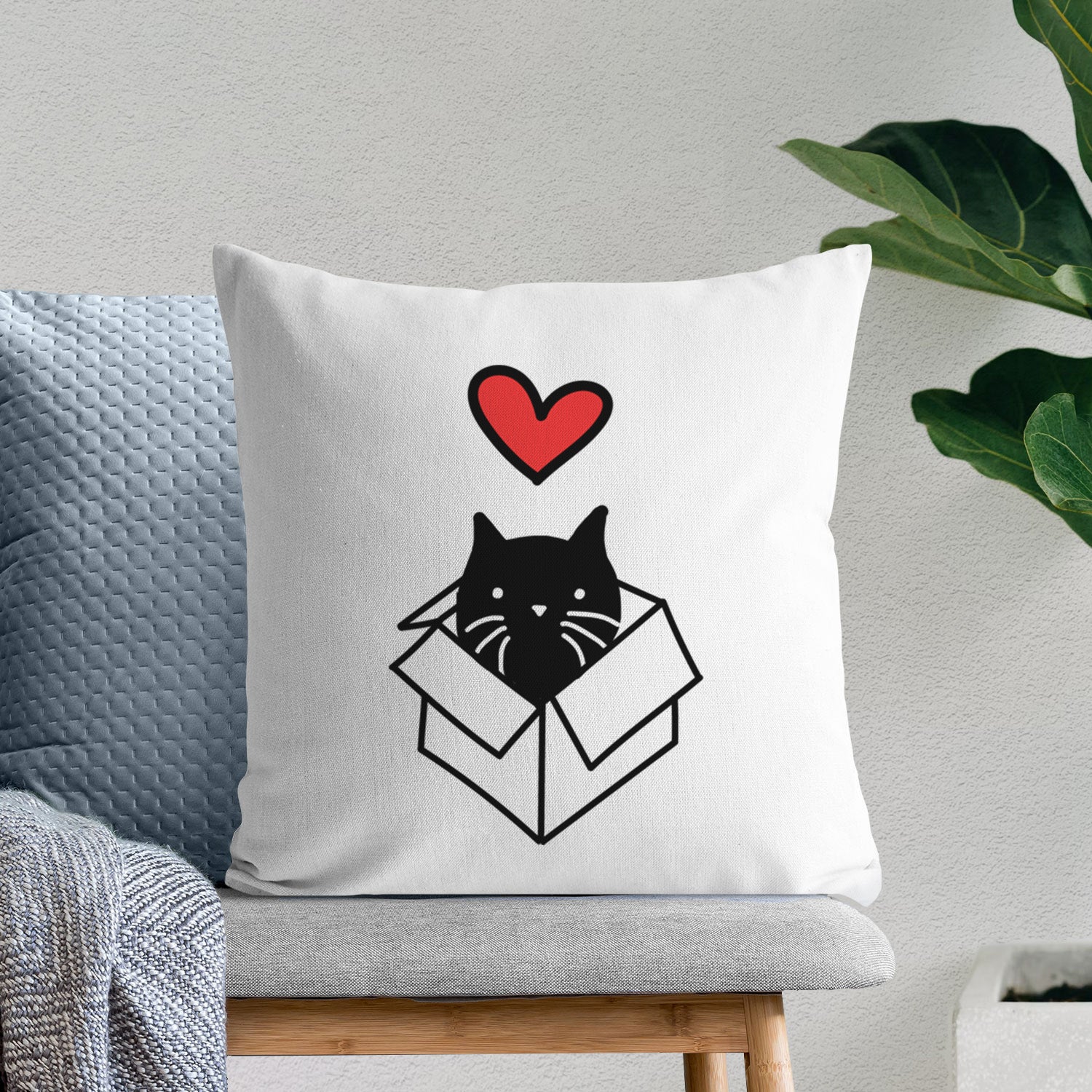 Love Always Black Cat in a Box - Doc - Throw Pillow Cover