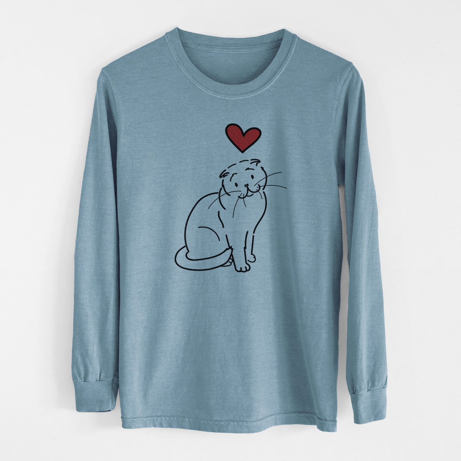 Love Always Scottish Fold Cat - Hank - Heavyweight 100% Cotton Long Sleeve