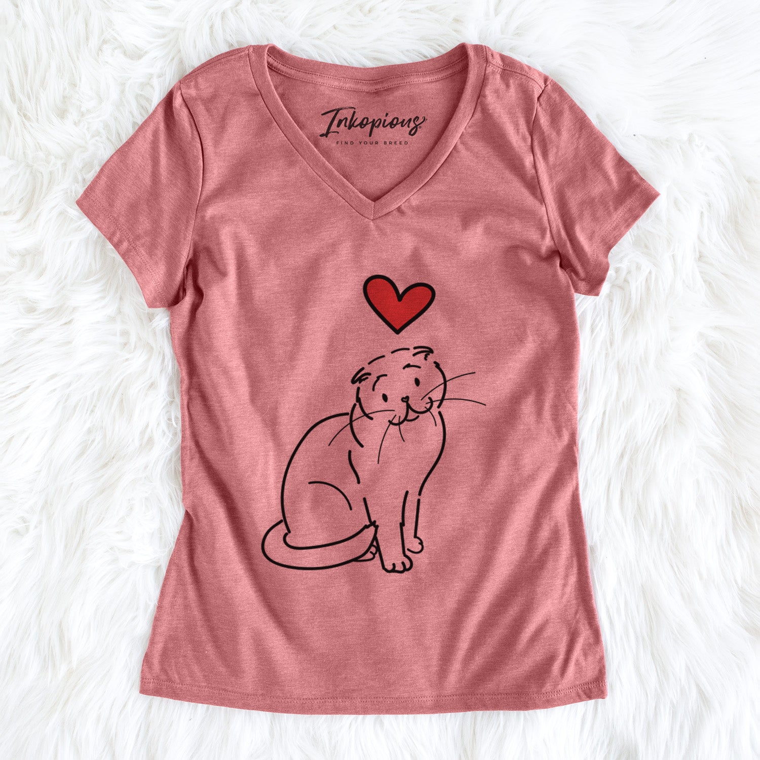 Love Always Scottish Fold Cat - Hank - Women's Perfect V-neck Shirt
