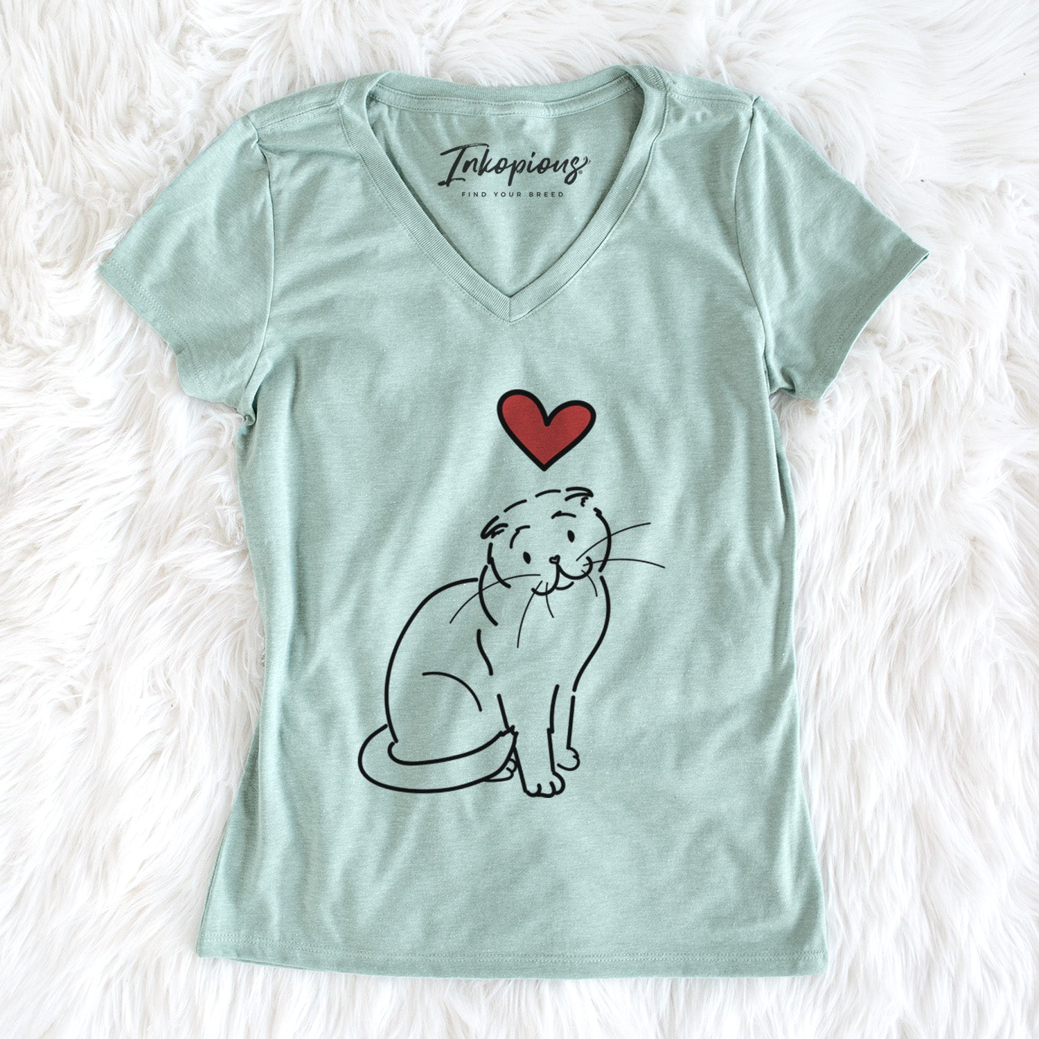 Love Always Scottish Fold Cat - Hank - Women's Perfect V-neck Shirt