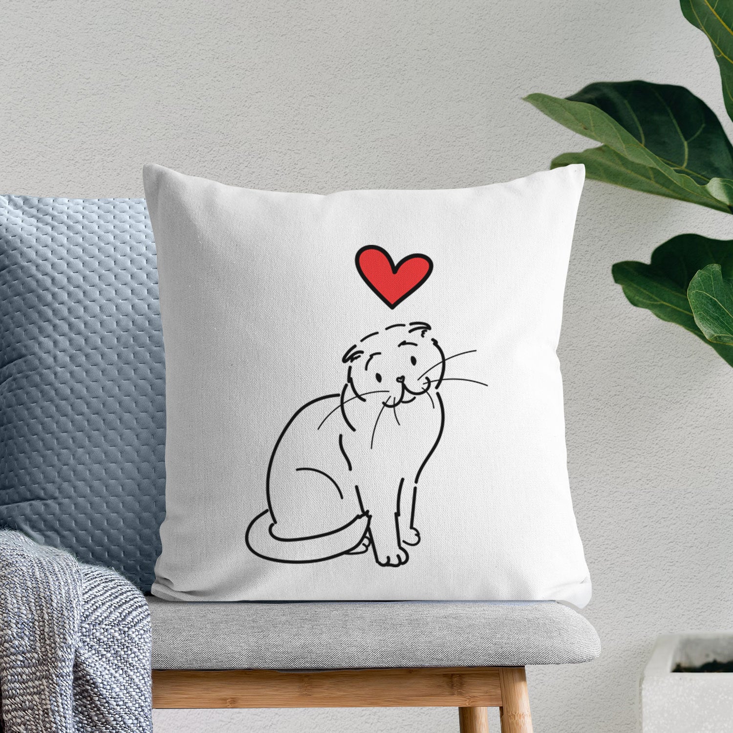 Love Always Scottish Fold Cat - Hank - Throw Pillow Cover