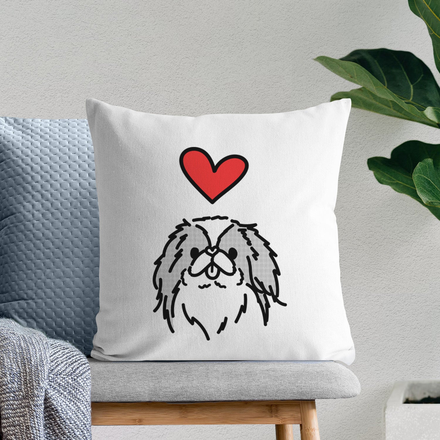 Love Always Japanese Chin - Macha - Throw Pillow Cover