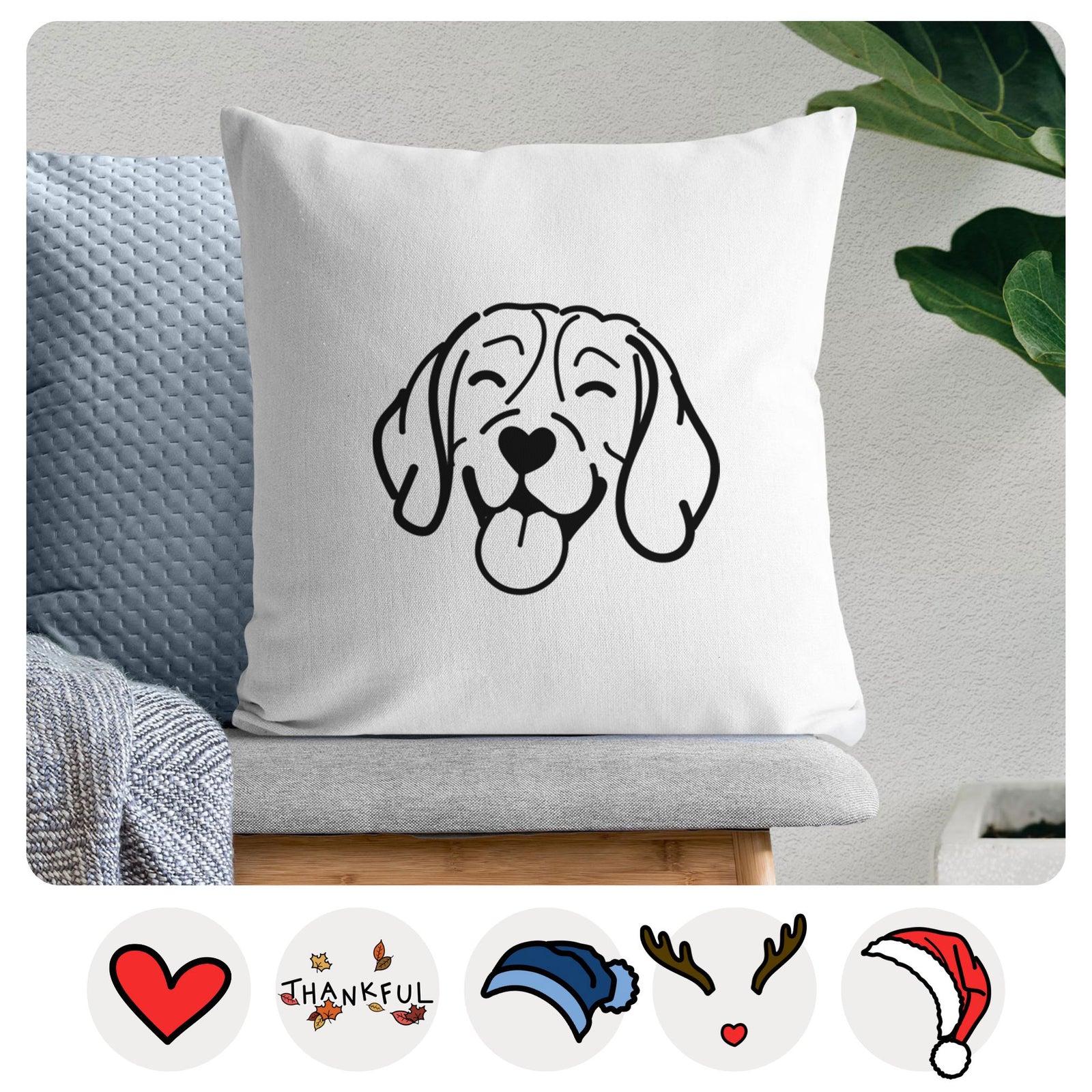 Love Always Beagle - Throw Pillow Cover