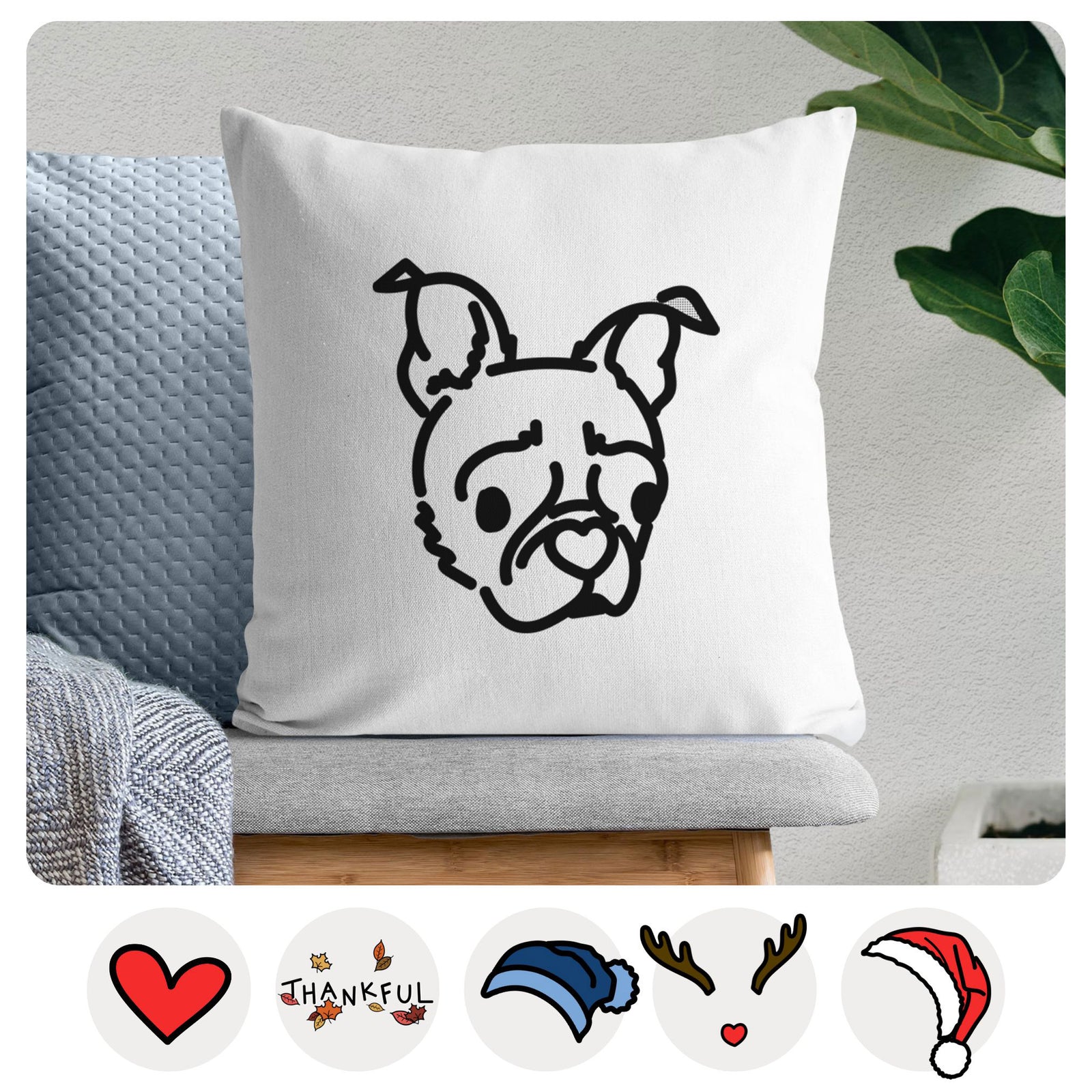 Love Always Pug Boston Terrier Mix - Bella - Throw Pillow Cover