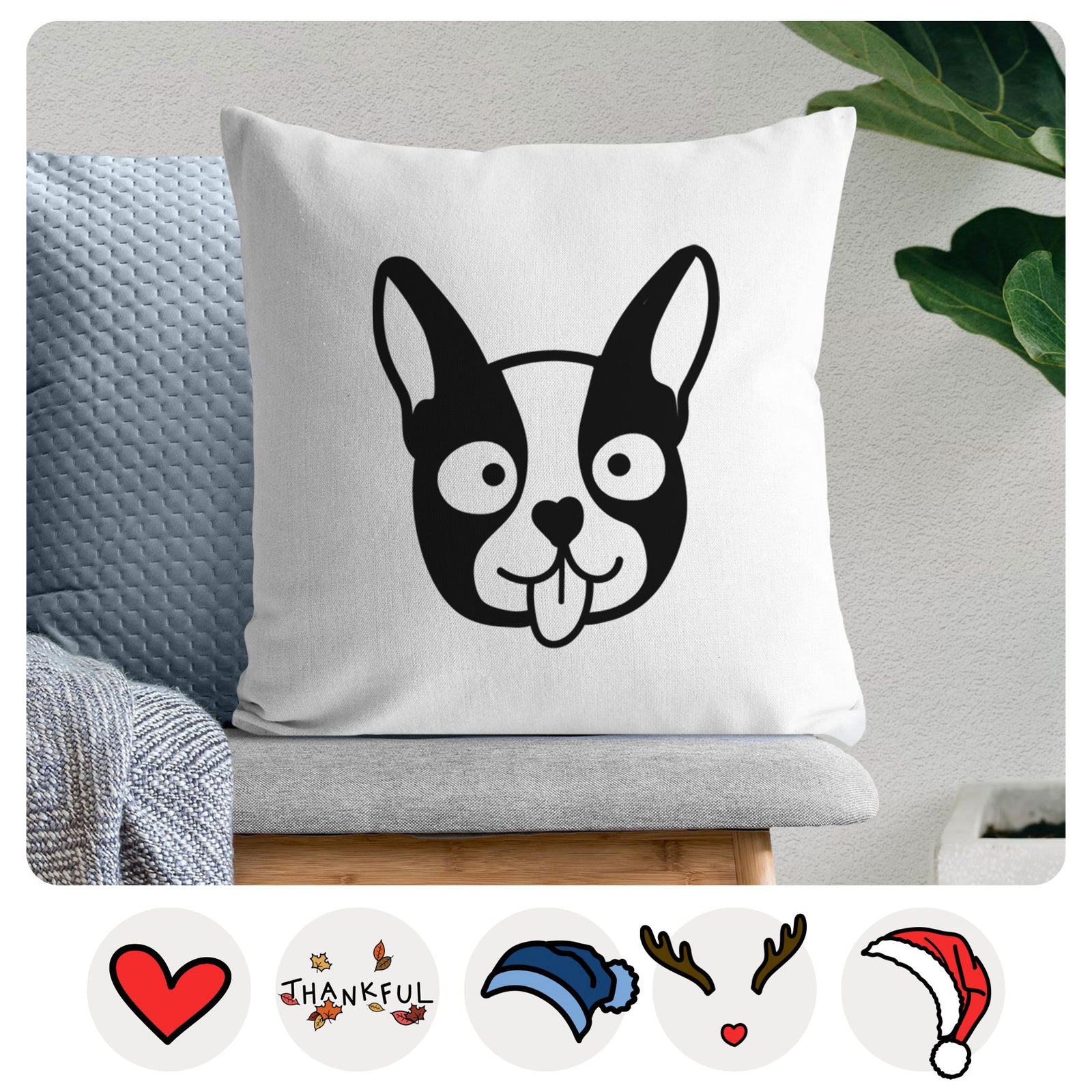 Love Always Boston Terrier - Throw Pillow Cover