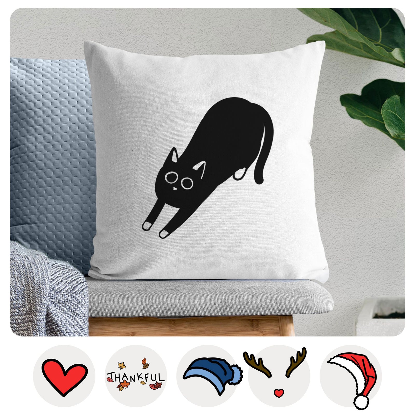Love Always Black Cat - Bug - Throw Pillow Cover