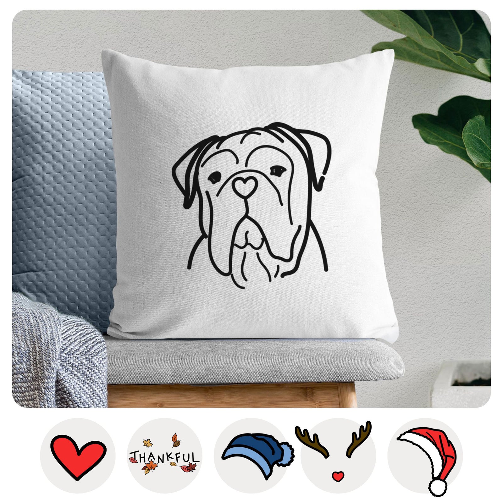 Love Always Bull Mastiff - Vivian - Throw Pillow Cover