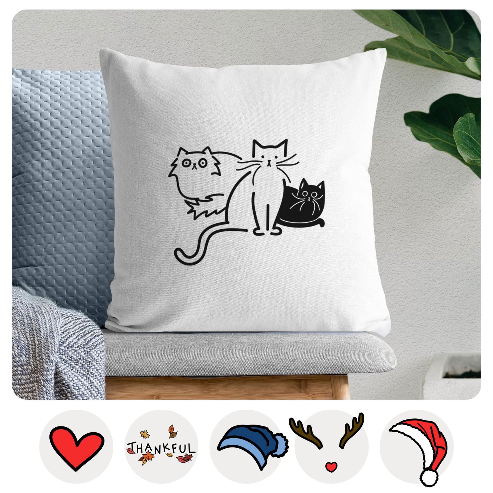Love Always Cats - Cats - Throw Pillow Cover