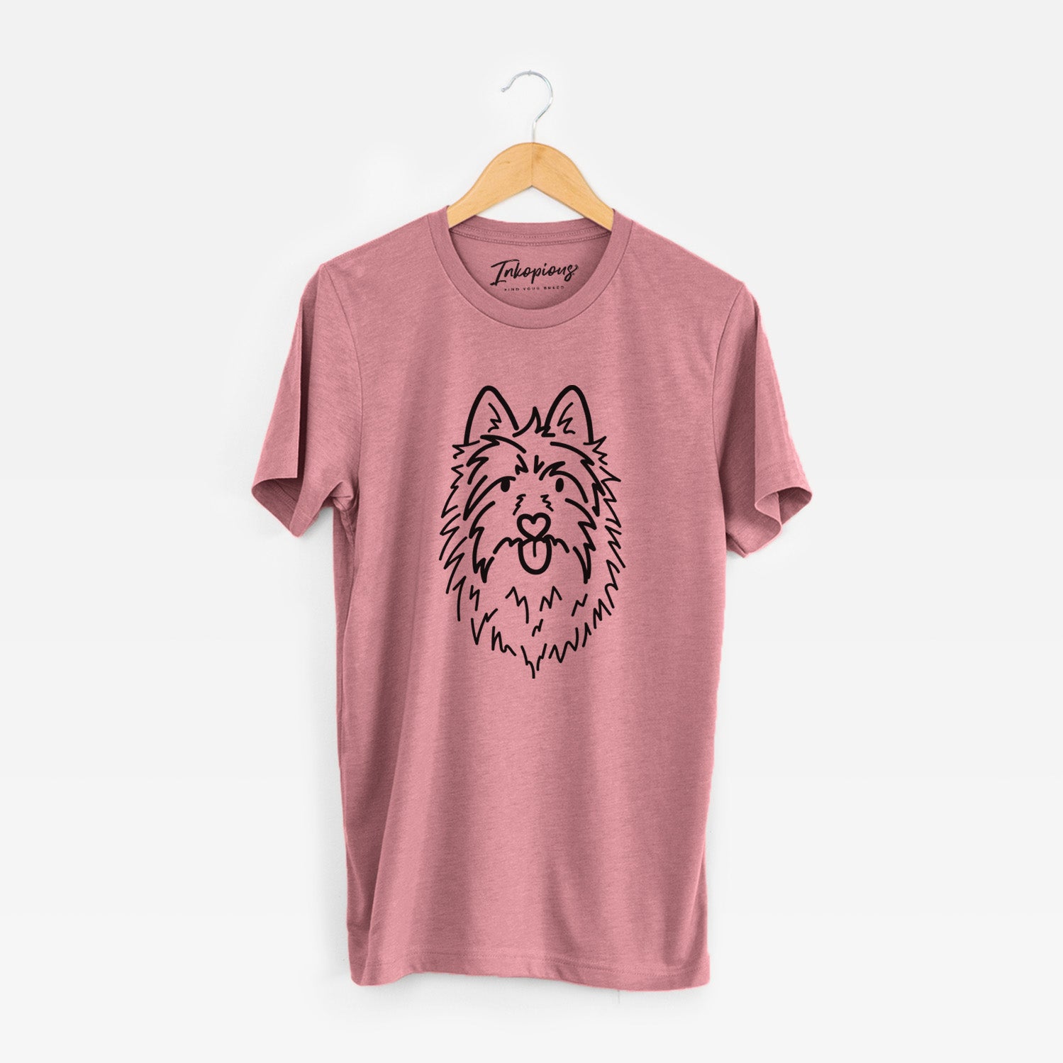 Minimalist line drawing of Digger the Australian Terrier on a Mauve Unisex crewneck
