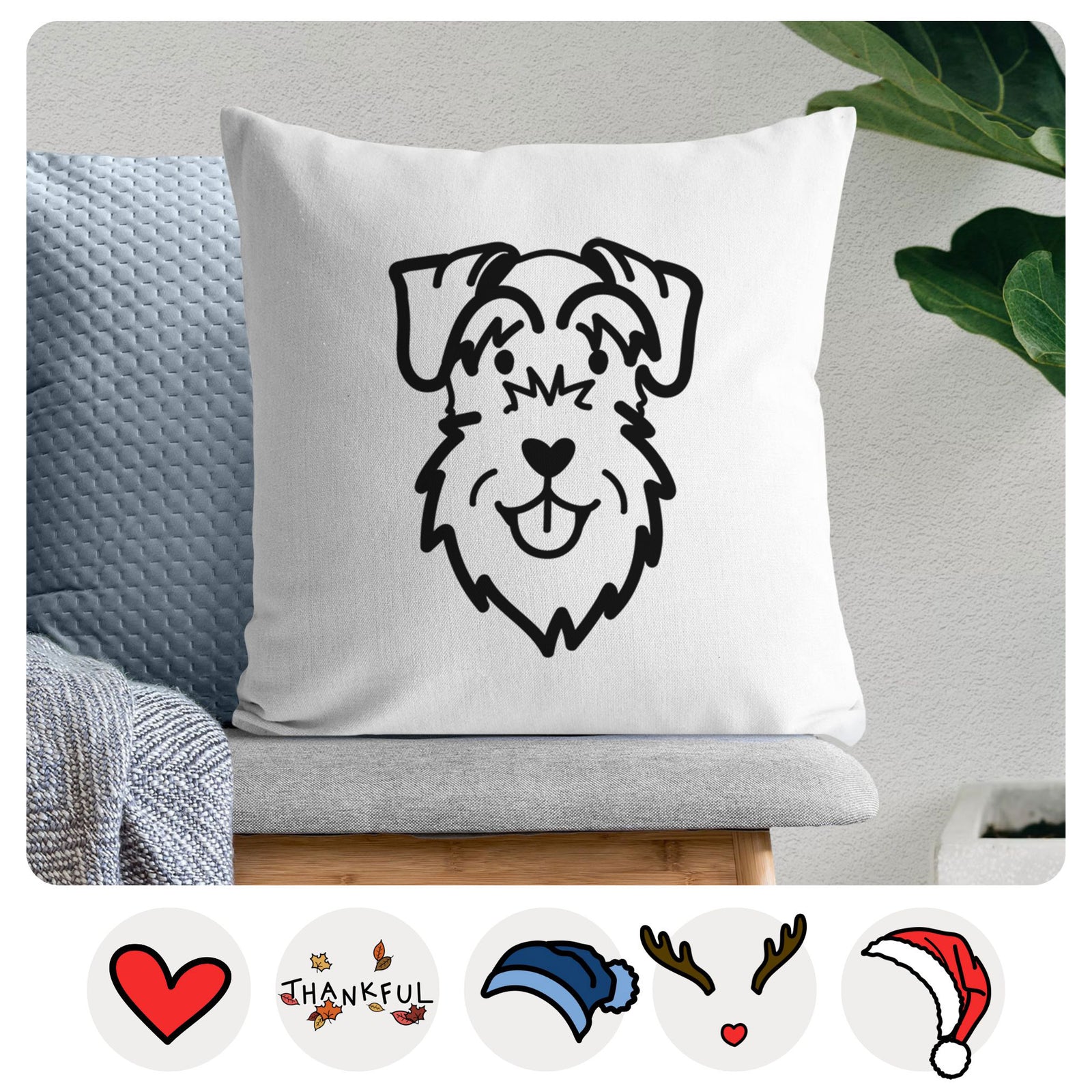 Love Always Schnauzer Natural Ears - Throw Pillow Cover