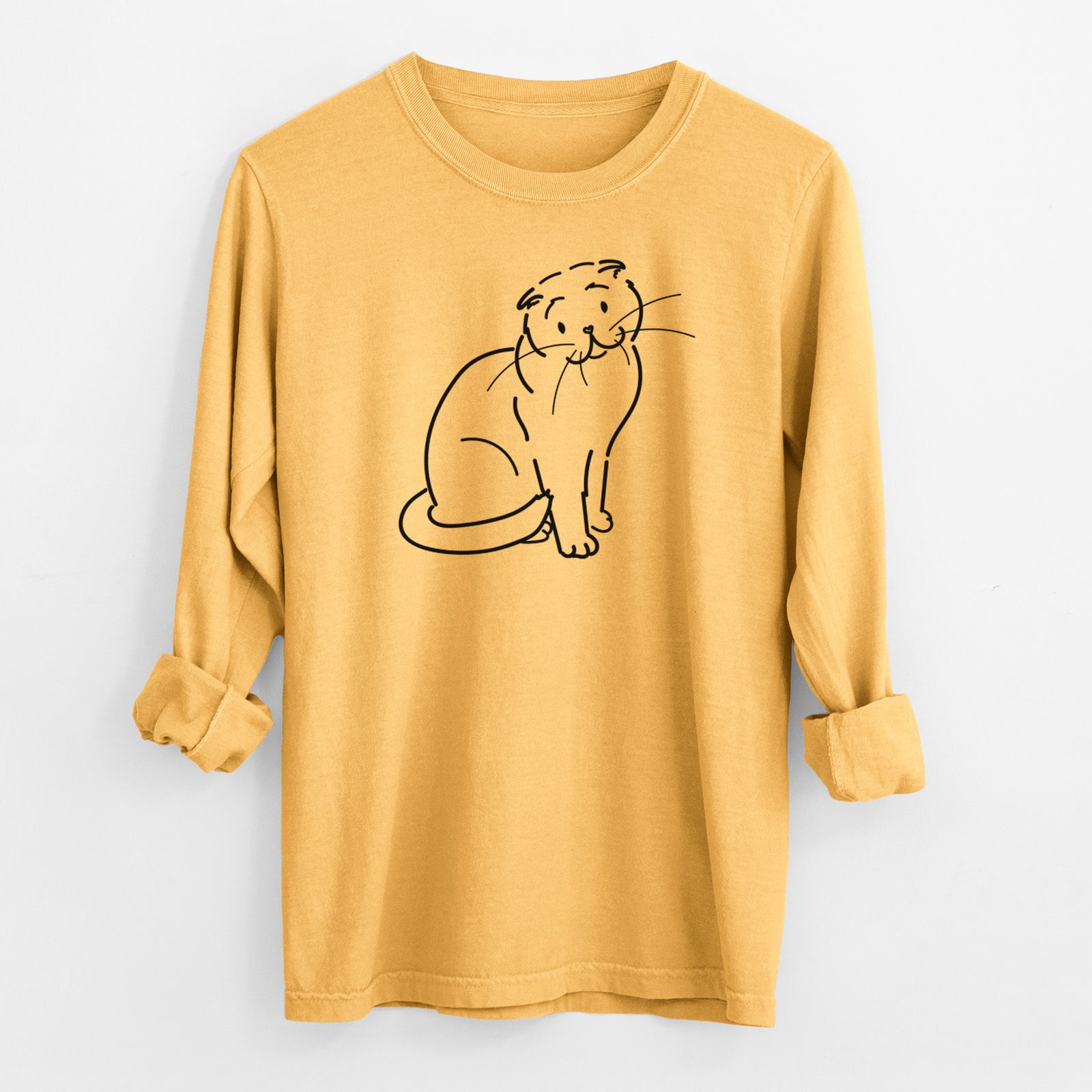 Love Always Scottish Fold Cat - Hank - Heavyweight 100% Cotton Long Sleeve