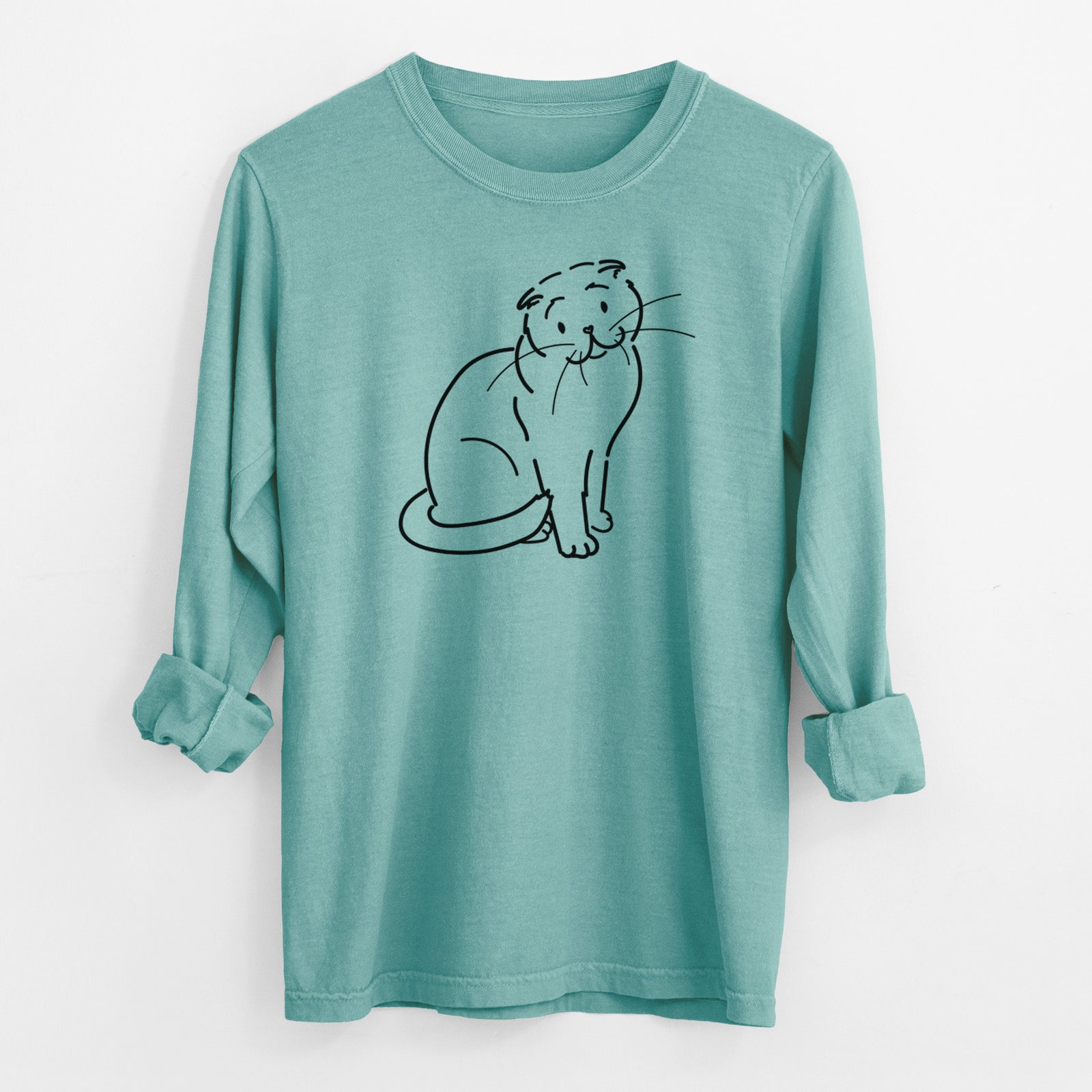 Love Always Scottish Fold Cat - Hank - Heavyweight 100% Cotton Long Sleeve