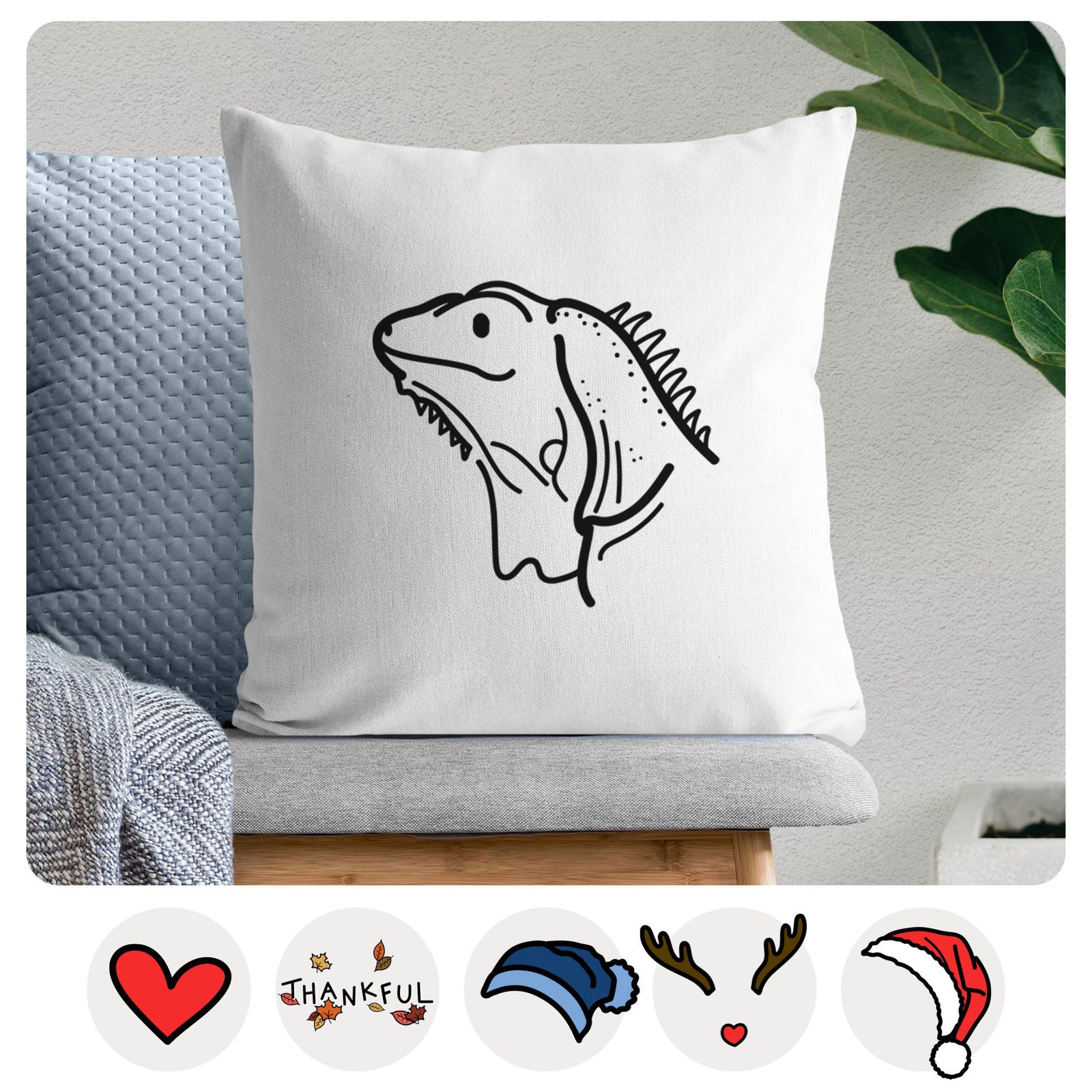 Love Always Iguana - Louie - Throw Pillow Cover