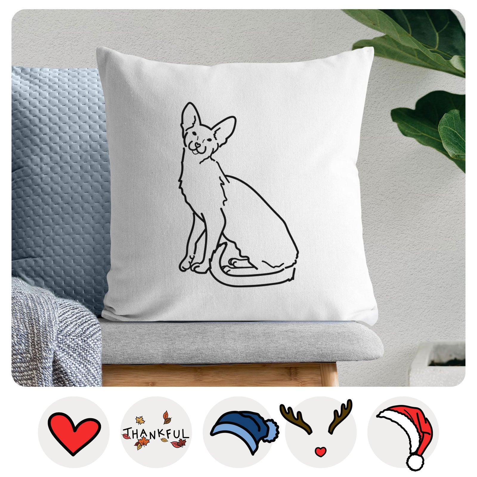 Love Always Oriental Shorthair Cat - Lyra - Throw Pillow Cover