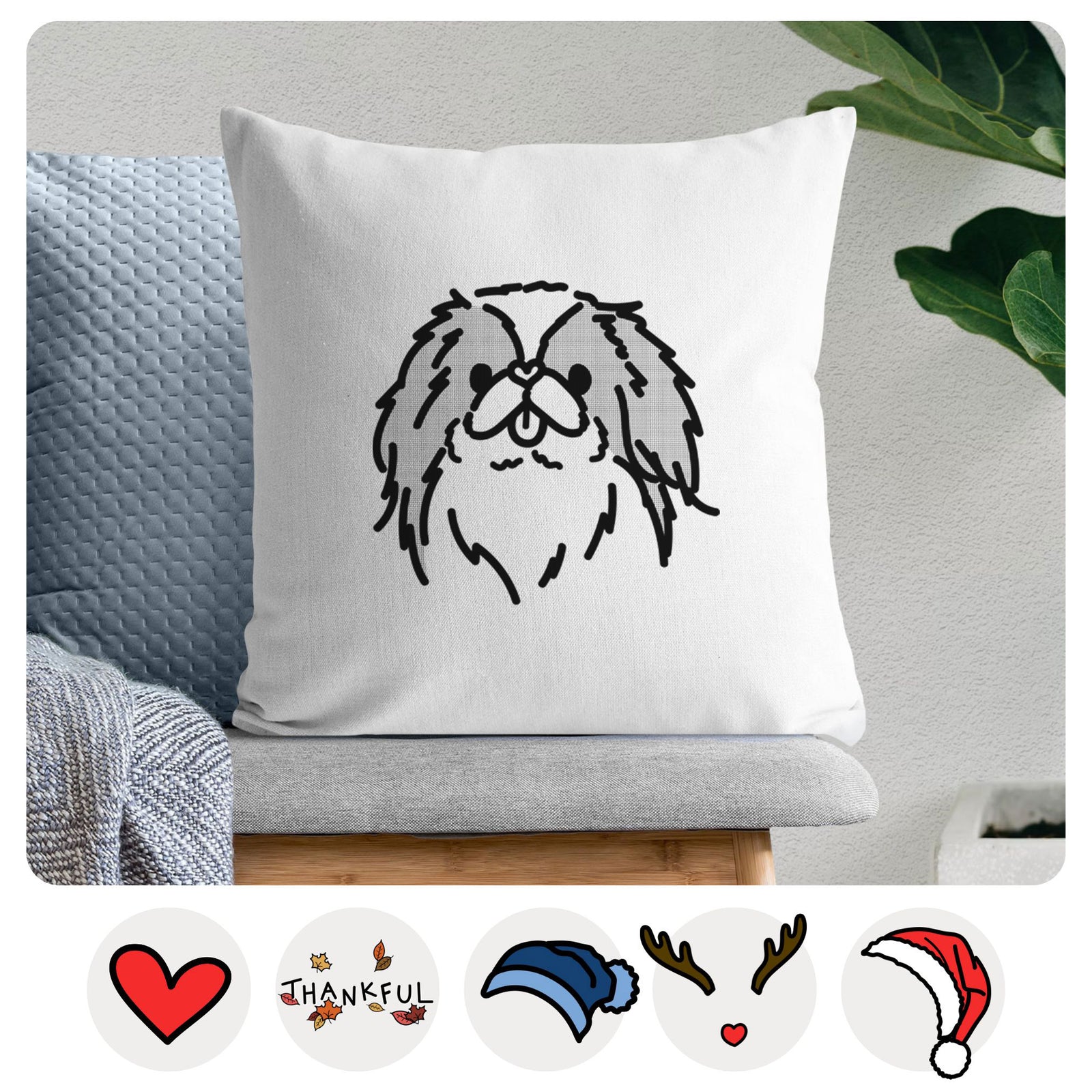 Love Always Japanese Chin - Macha - Throw Pillow Cover