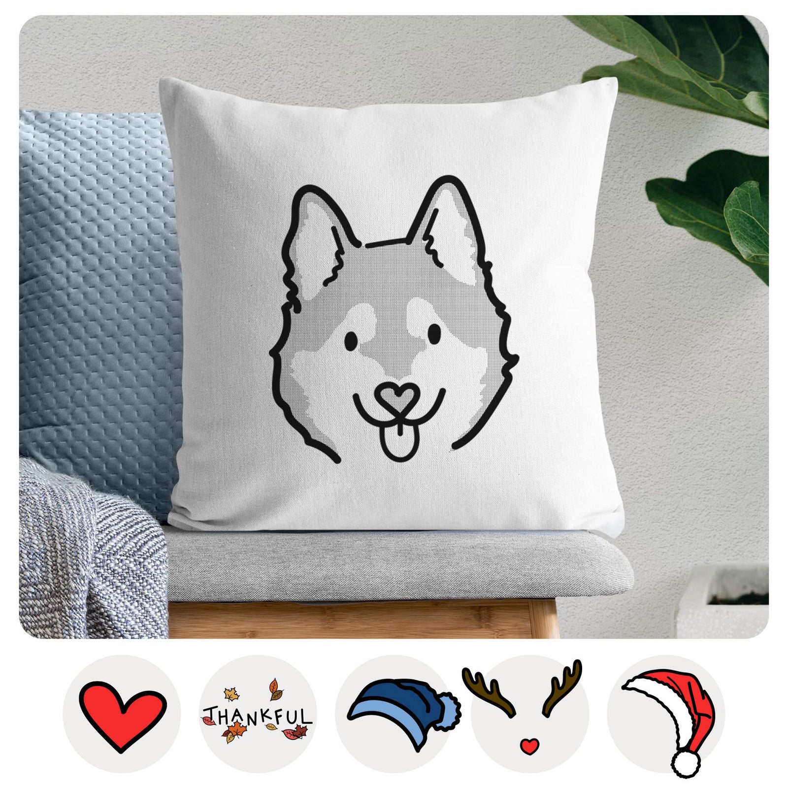 Love Always Alaskan Klee Kai - Sitka - Throw Pillow Cover