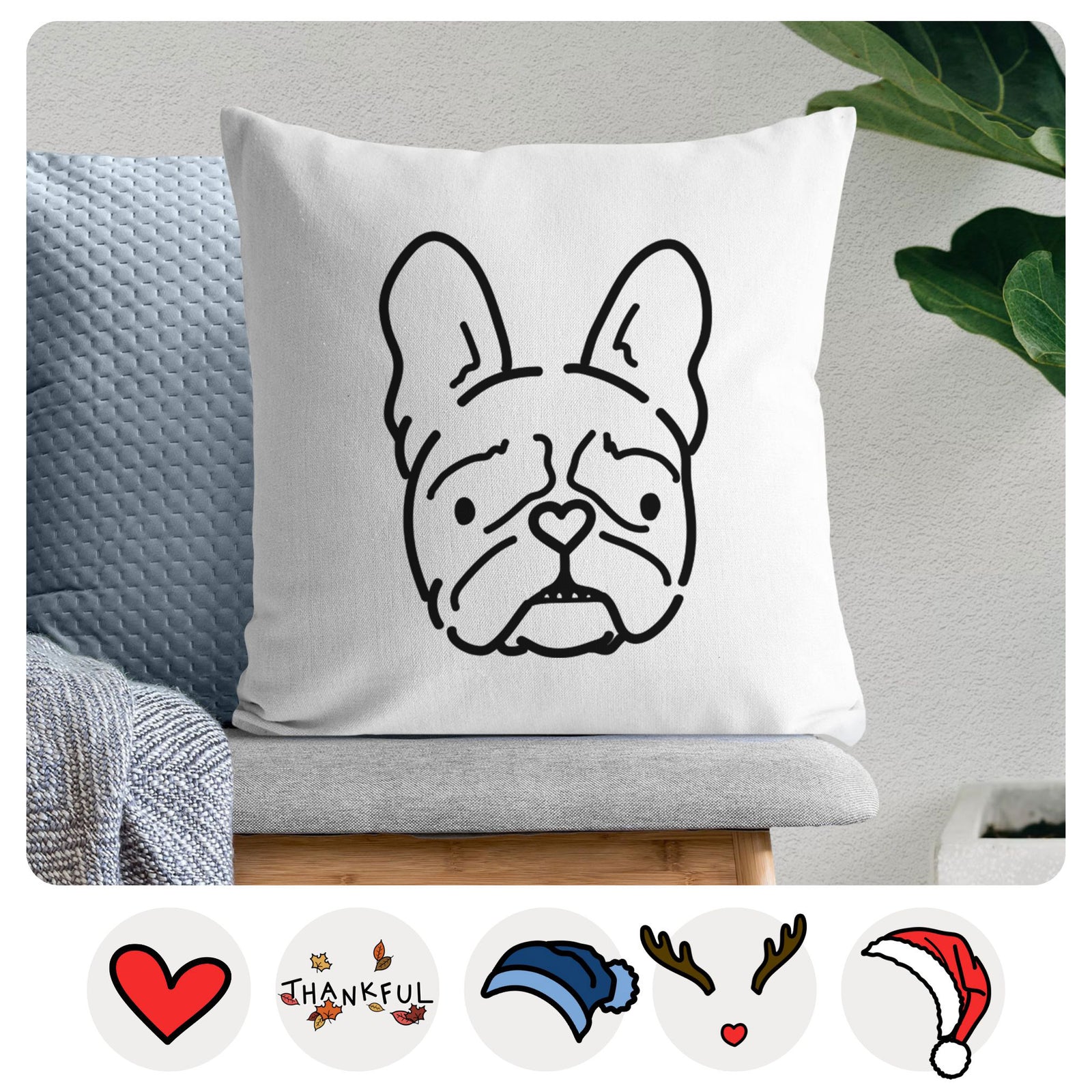 Love Always French Bulldog - Squishy - Throw Pillow Cover