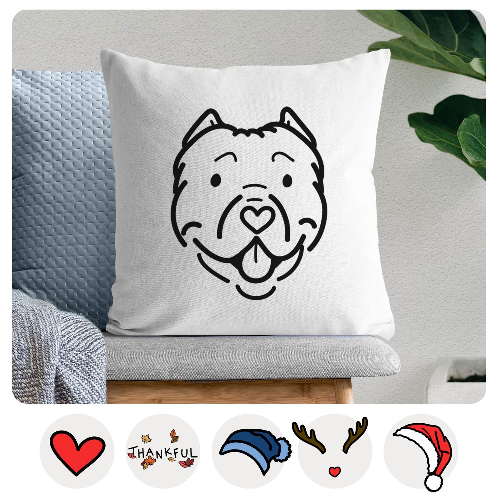 Love Always American Bully - Tank - Throw Pillow Cover