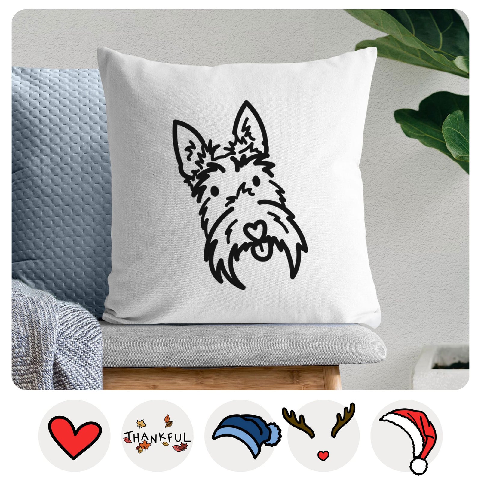 Love Always Scottish Terrier - Thistle - Throw Pillow Cover