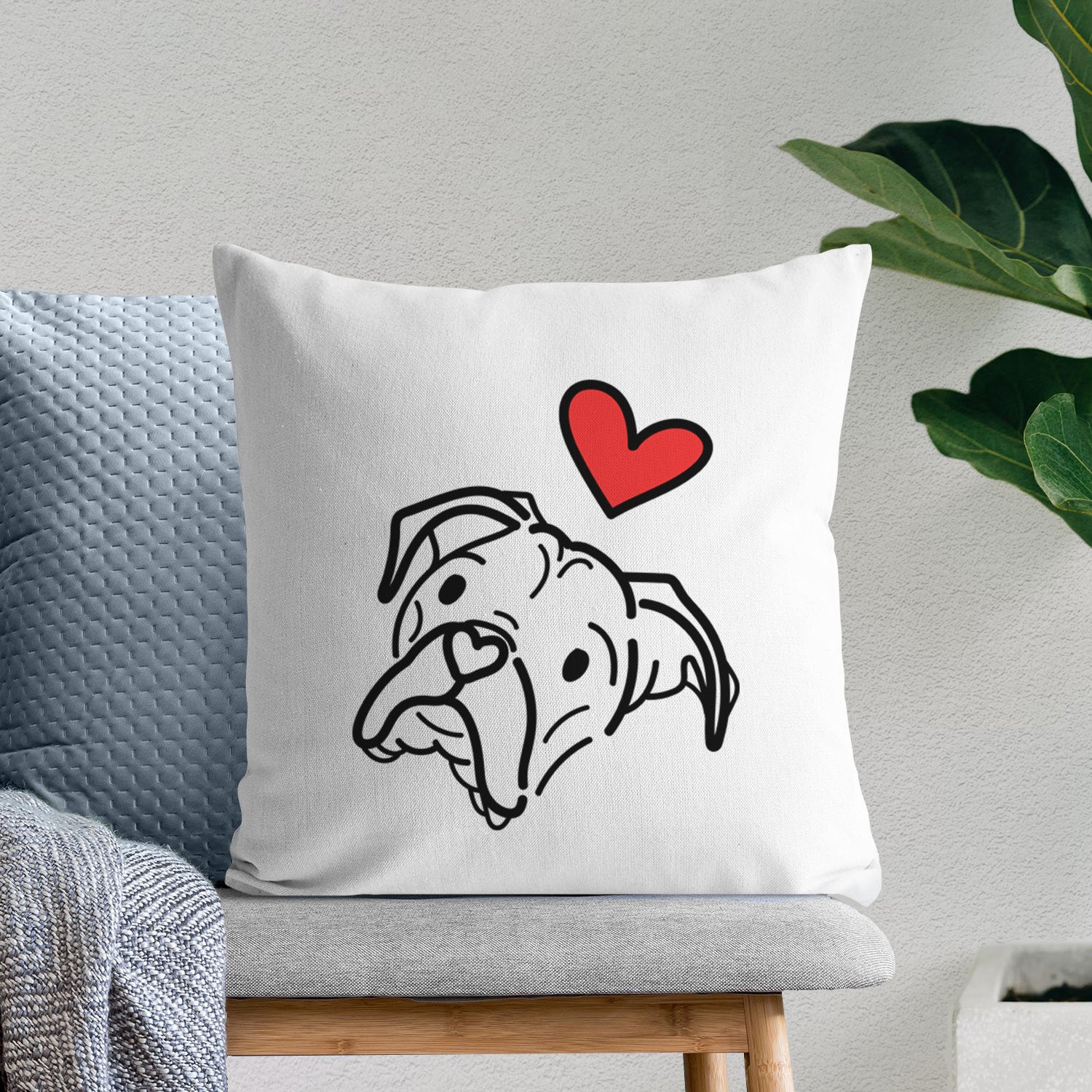 Love Always Boxer - Noodle - Throw Pillow Cover