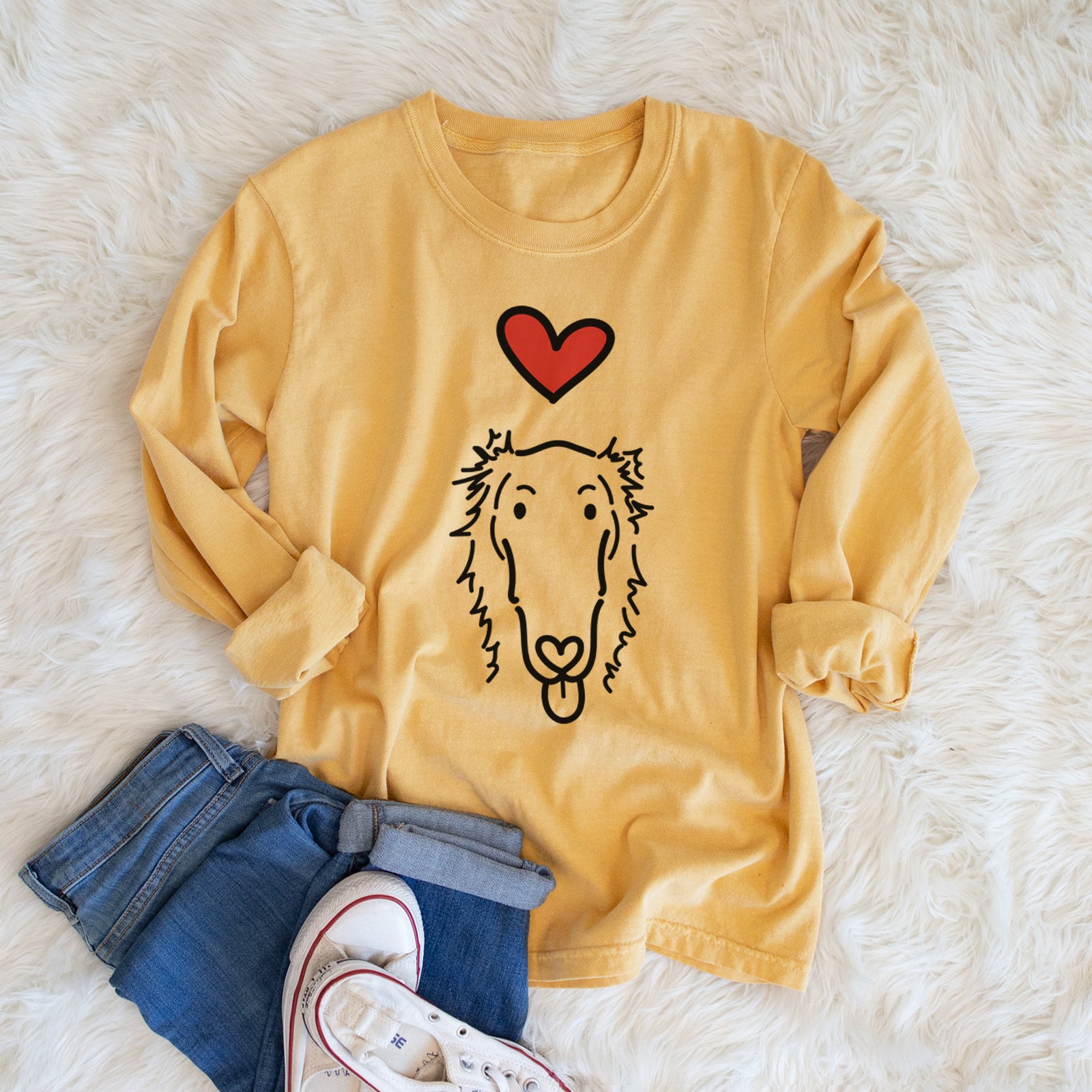 Love Always Borzoi - Opal - Heavyweight 100% Cotton Long Sleeve