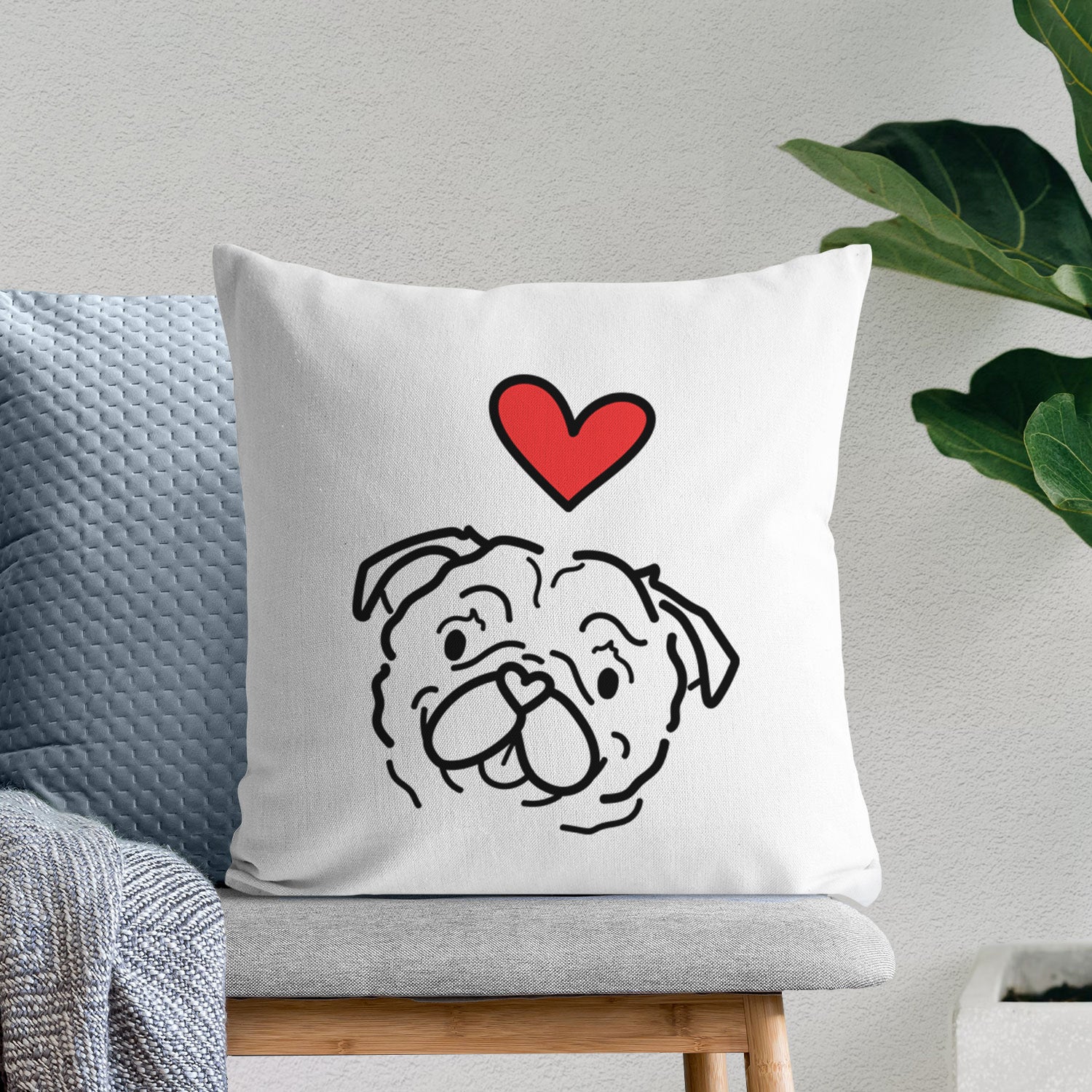 Love Always Pug - Pip - Throw Pillow Cover