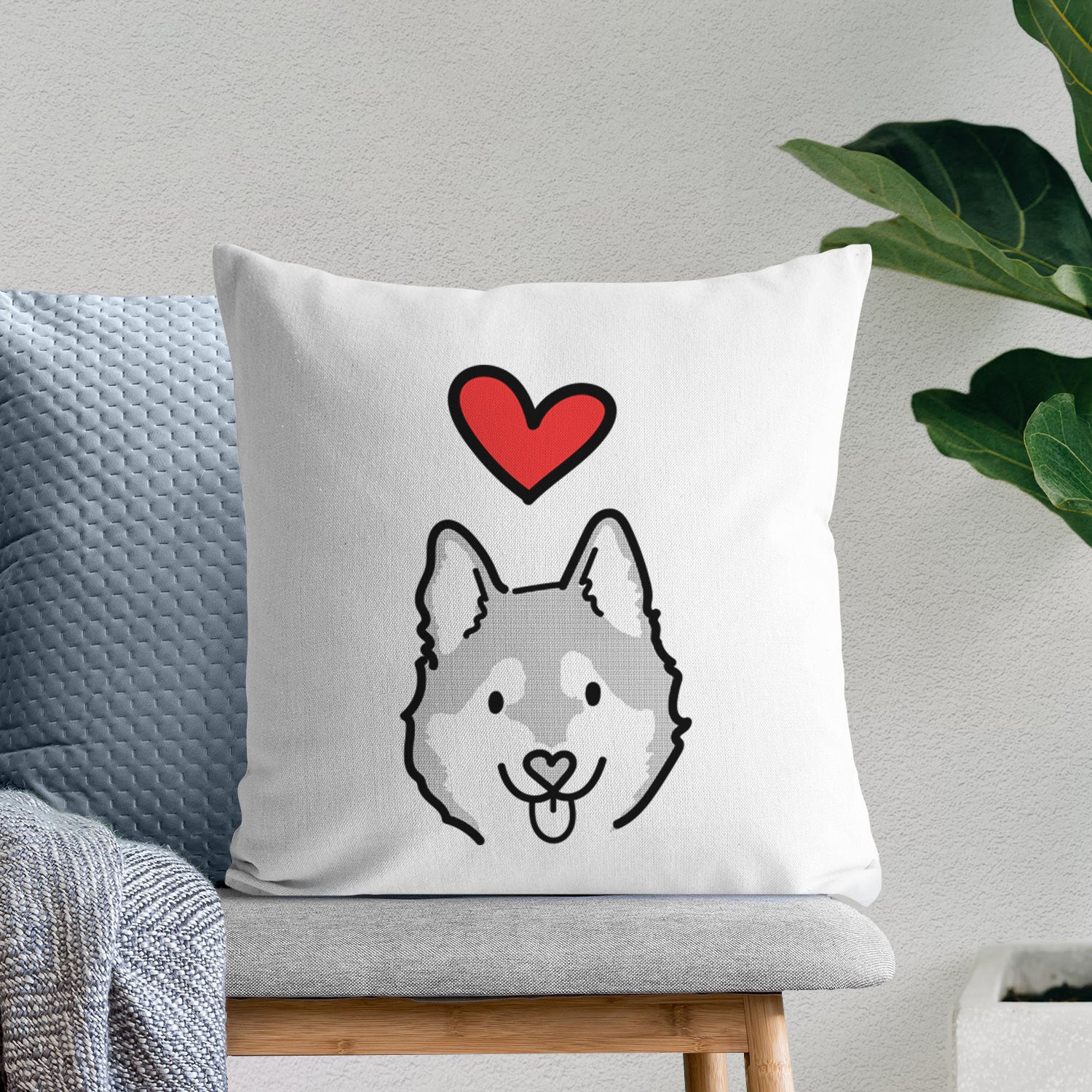 Love Always Alaskan Klee Kai - Sitka - Throw Pillow Cover