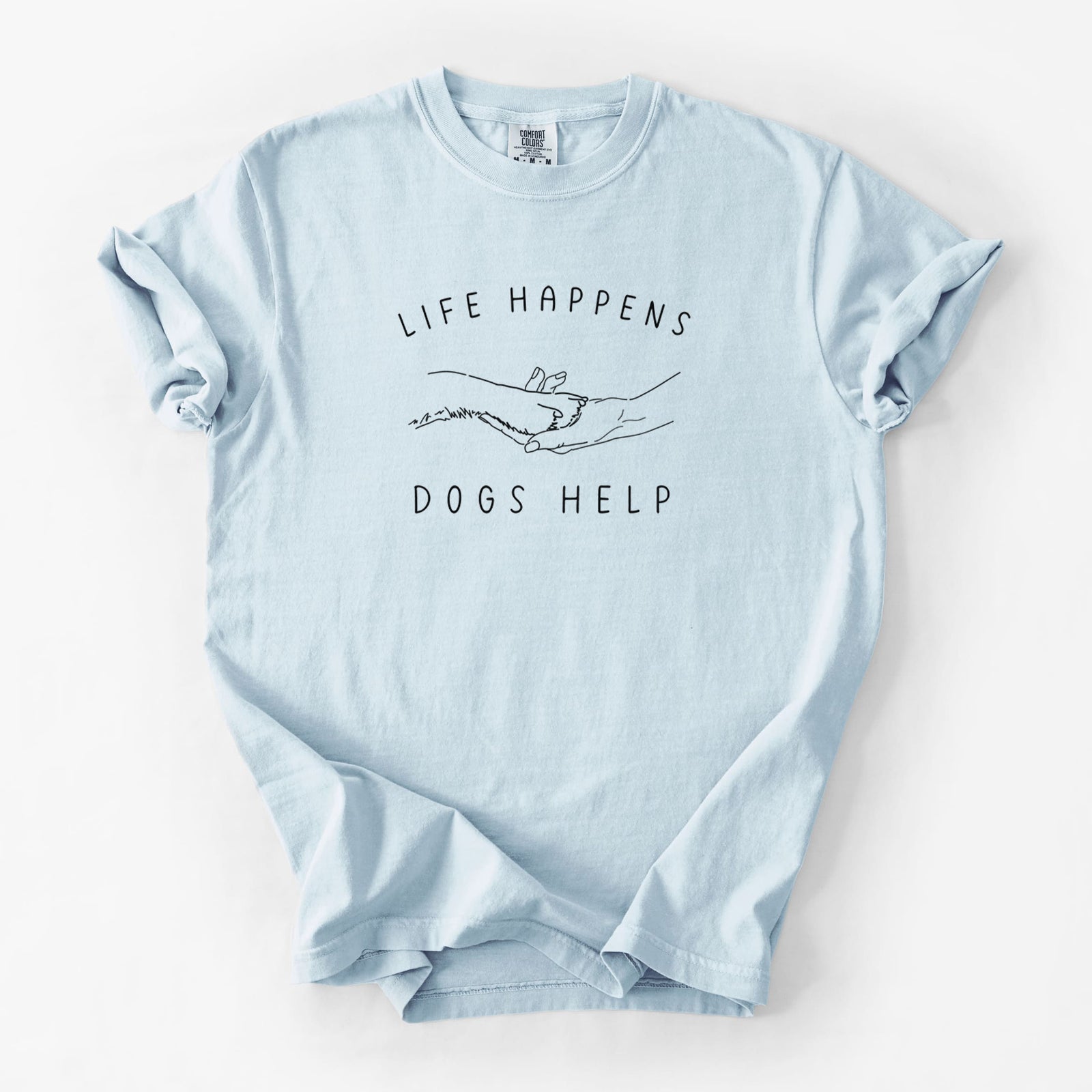 Life Happens Dogs Help - Paw - Unisex Comfort Colors Garment-Dyed Heavyweight T-shirt in Chambray