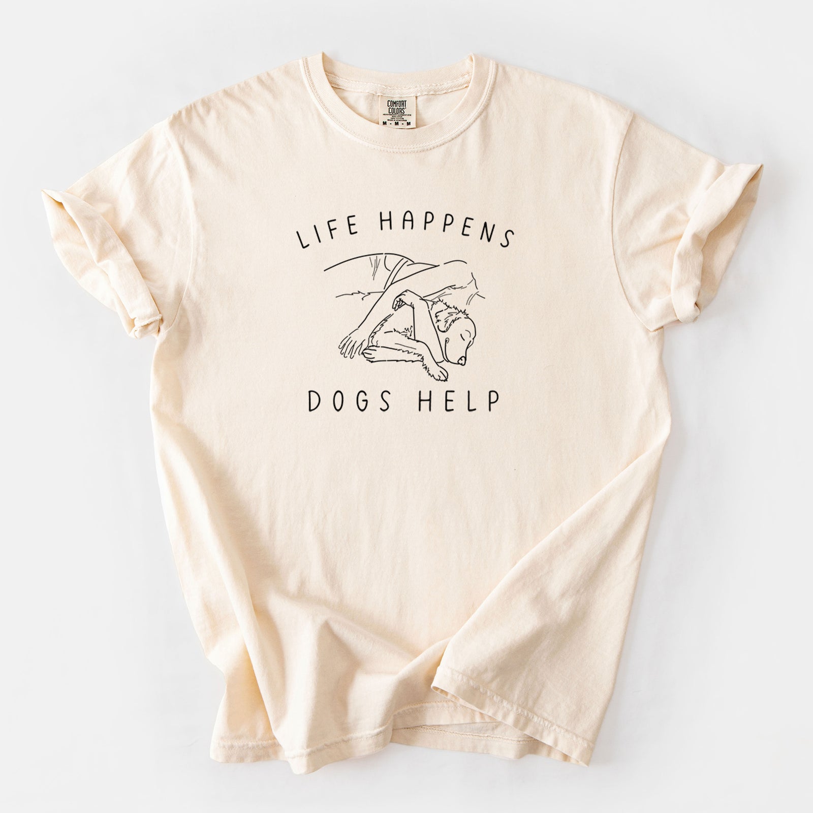 Life Happens Dogs Help - Golden Retriever - Unisex Comfort Colors Garment-Dyed Heavyweight T-shirt in Ivory