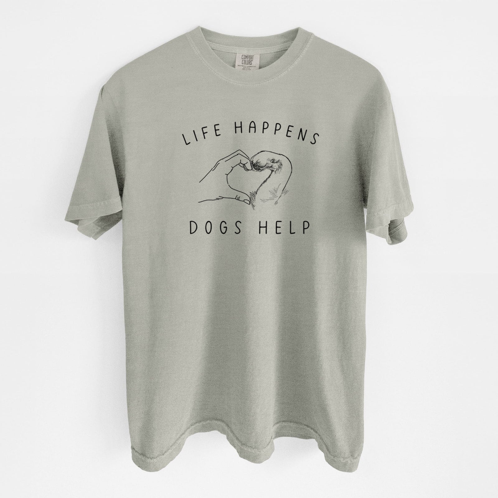 Life Happens Dogs Help - Paw Hand Heart - Unisex Comfort Colors Garment-Dyed Heavyweight T-shirt in Sandstone
