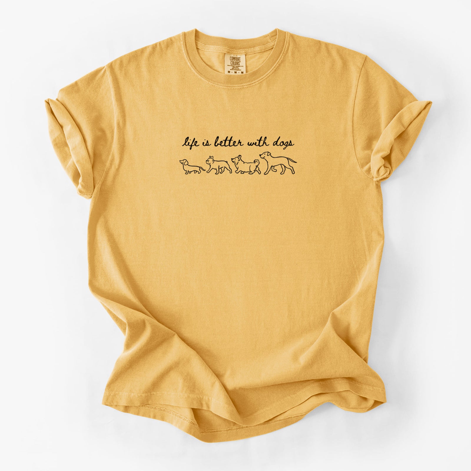 Life is Better with Dogs - Unisex Comfort Colors Garment-Dyed Heavyweight T-shirt in Golden Wheat