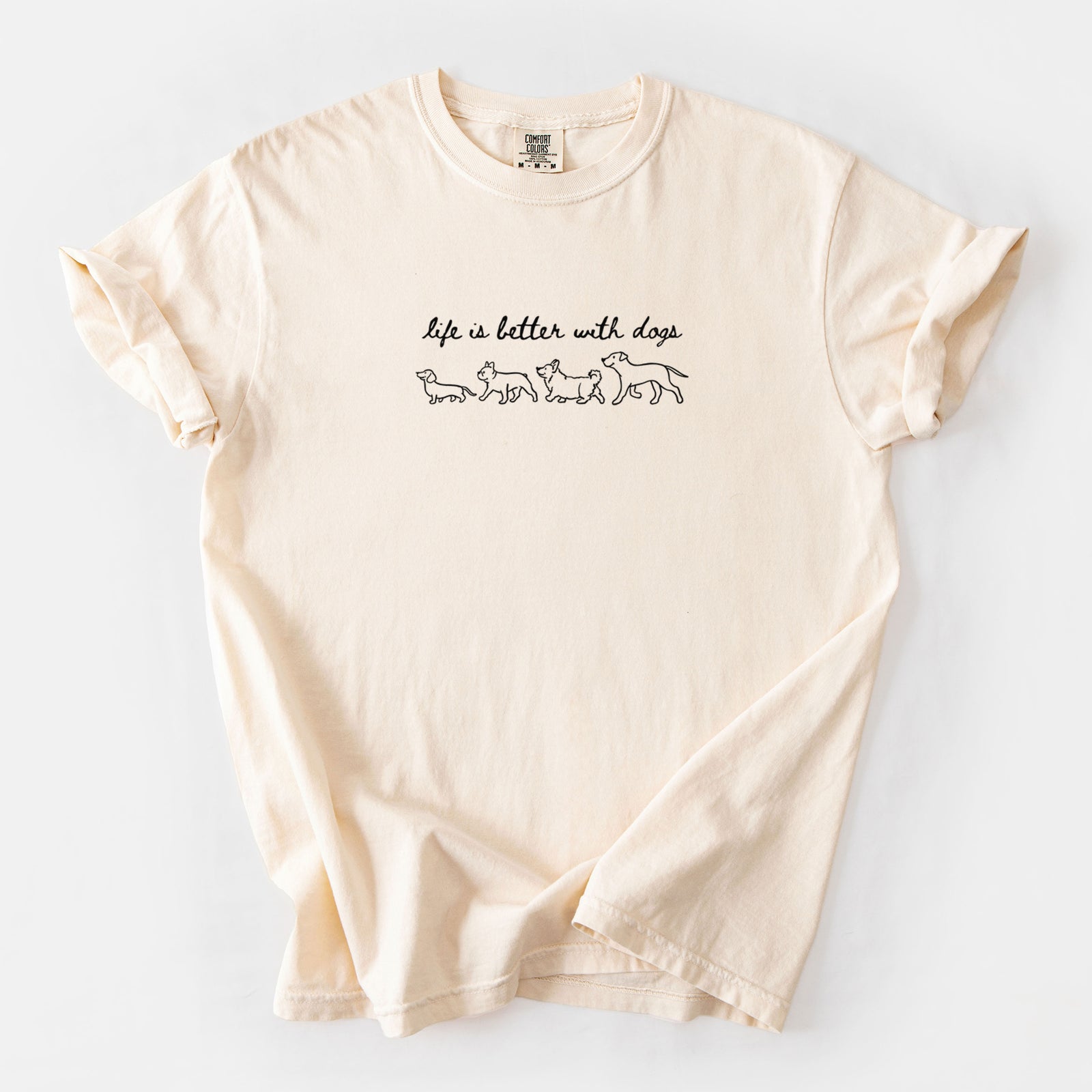 Life is Better with Dogs - Unisex Comfort Colors Garment-Dyed Heavyweight T-shirt in Ivory