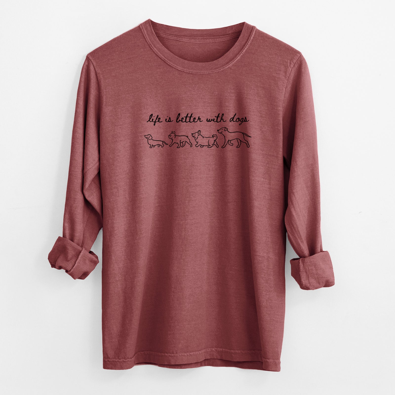 Life is Better with Dogs - Men's Heavyweight 100% Cotton Long Sleeve