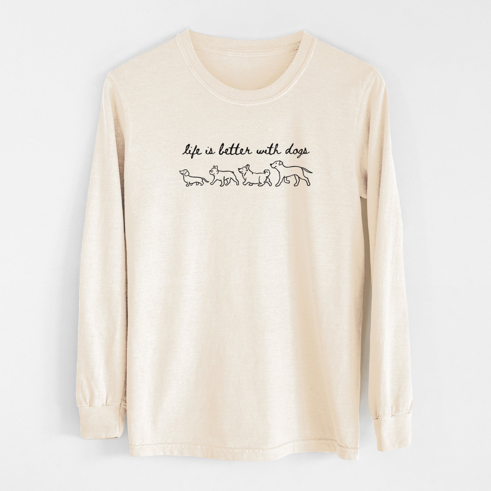 Life is Better with Dogs - Men's Heavyweight 100% Cotton Long Sleeve