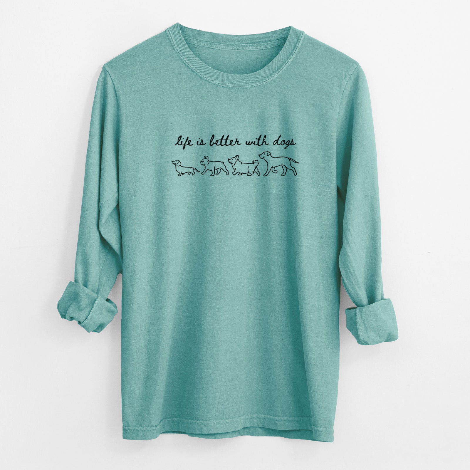 Life is Better with Dogs - Men's Heavyweight 100% Cotton Long Sleeve