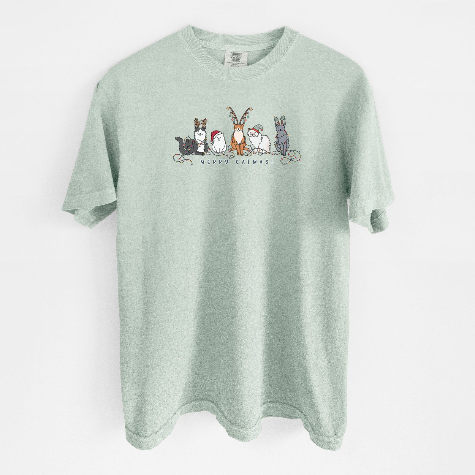 Merry Catmas - Unisex Comfort Colors Garment-Dyed Heavyweight T-shirt in Bay